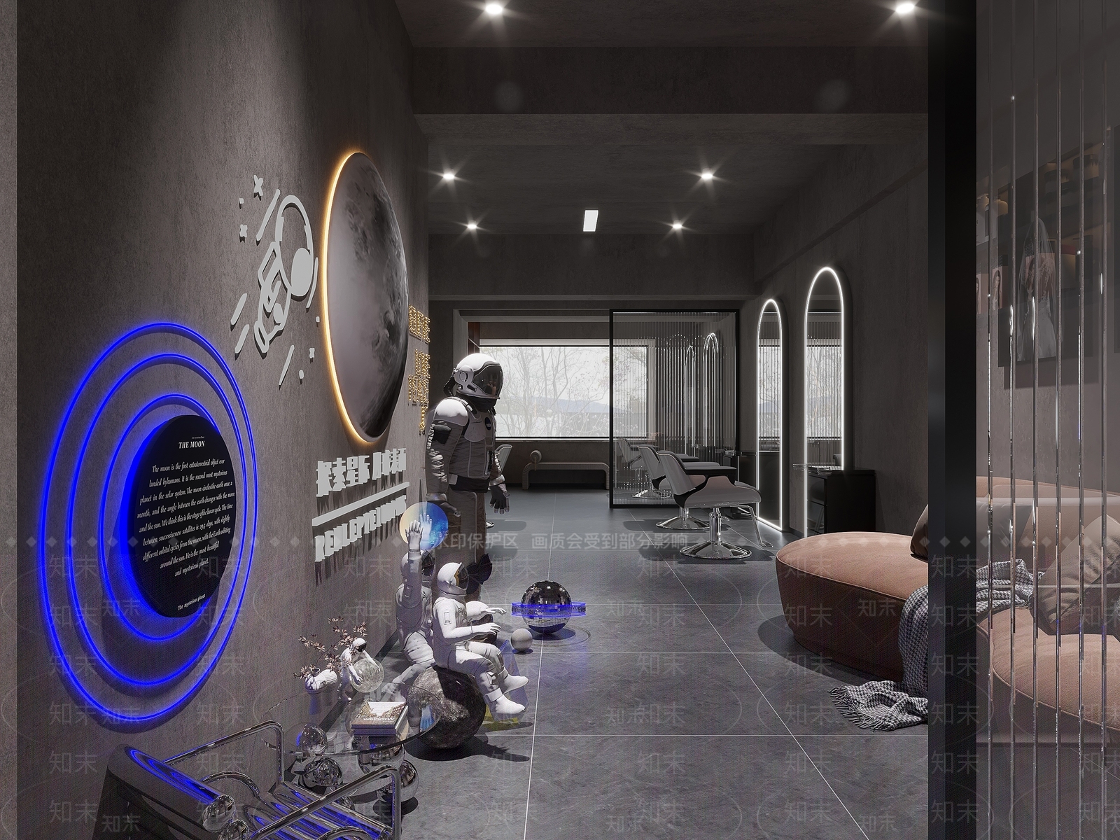 工业风理发店3D模型下载【ID:1134373583】