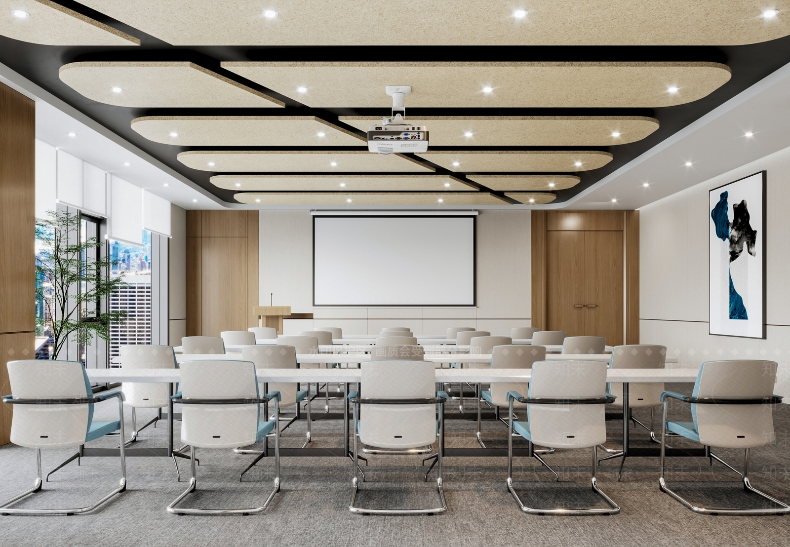 现代多功能会议室3D模型下载【ID:1134374138】