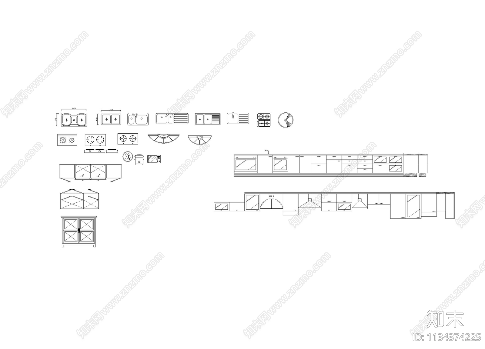 厨房灶具及卫生间设施合集cad施工图下载【ID:1134374225】