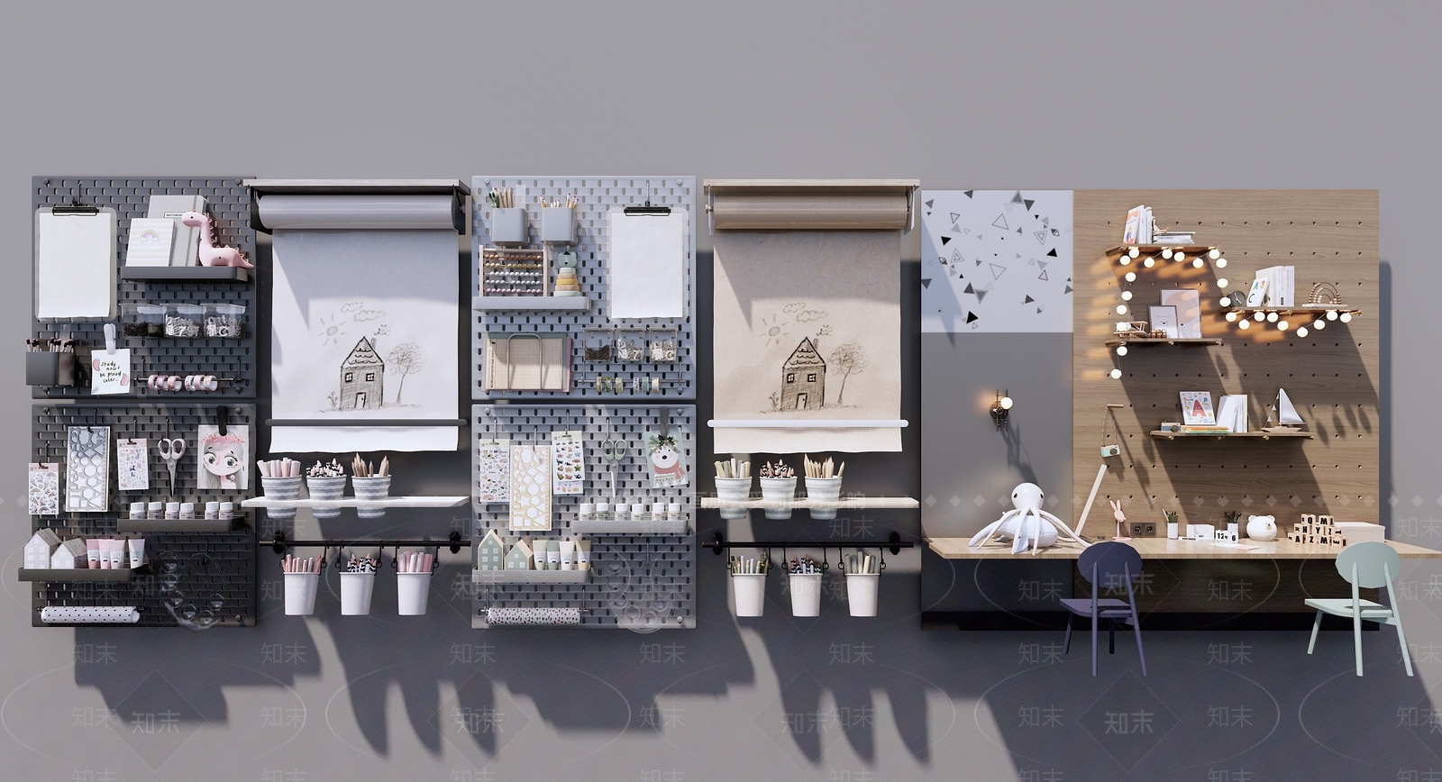 现代儿童房墙饰摆件3D模型下载【ID:1134374545】