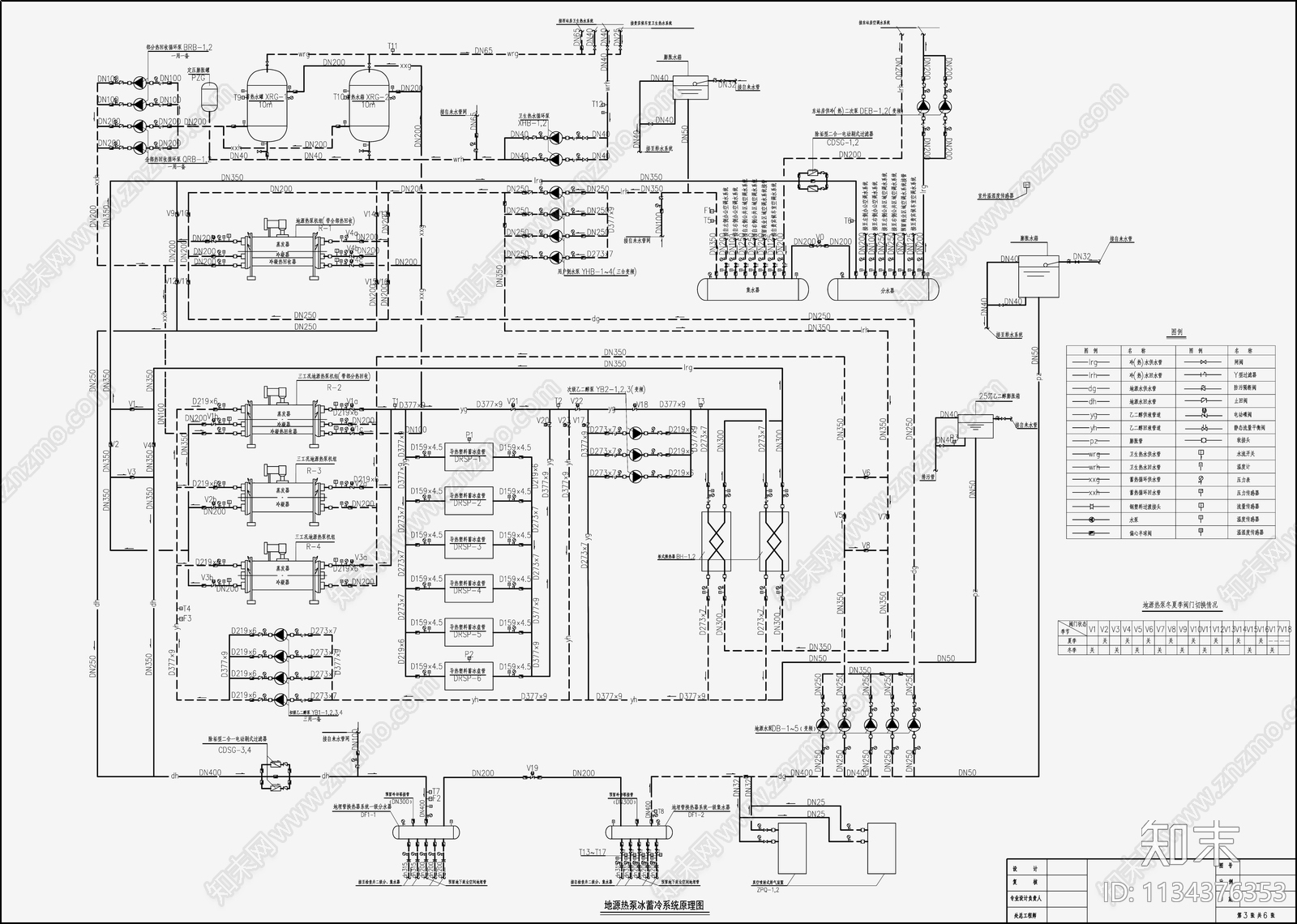 火车站西站房地源热泵冰蓄冷系统图施工图下载【ID:1134376353】
