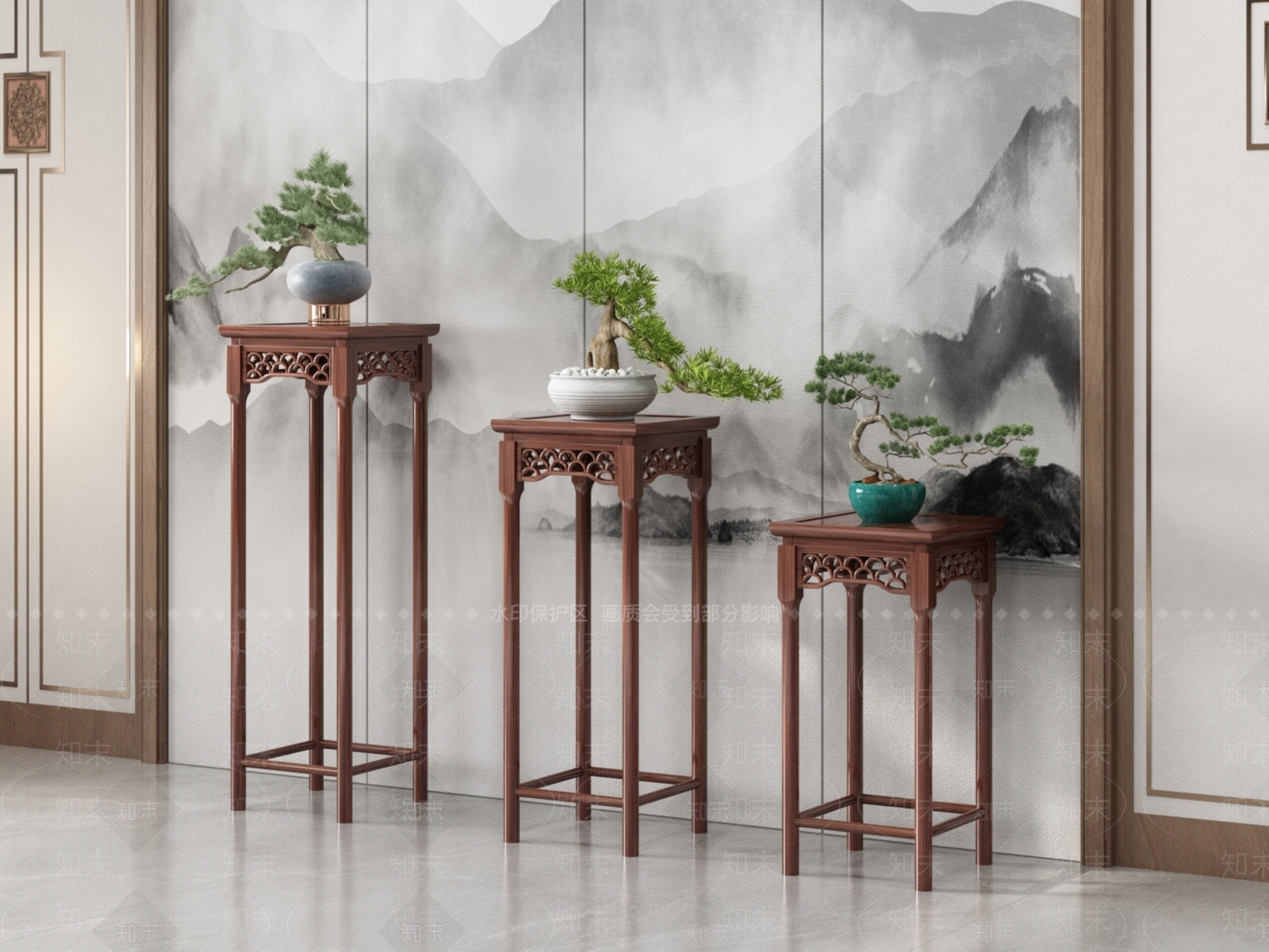新中式盆景3D模型下载【ID:1134376639】