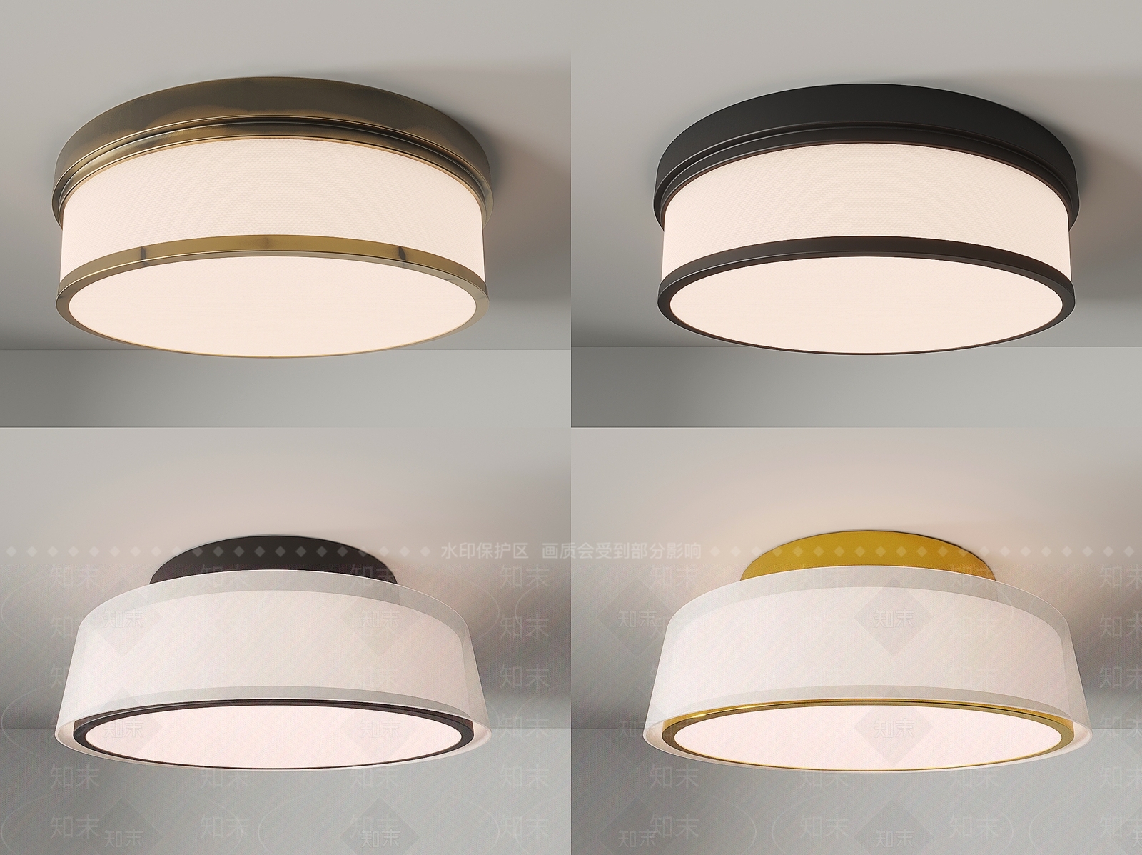 欧式吸顶灯3D模型下载【ID:1134376810】