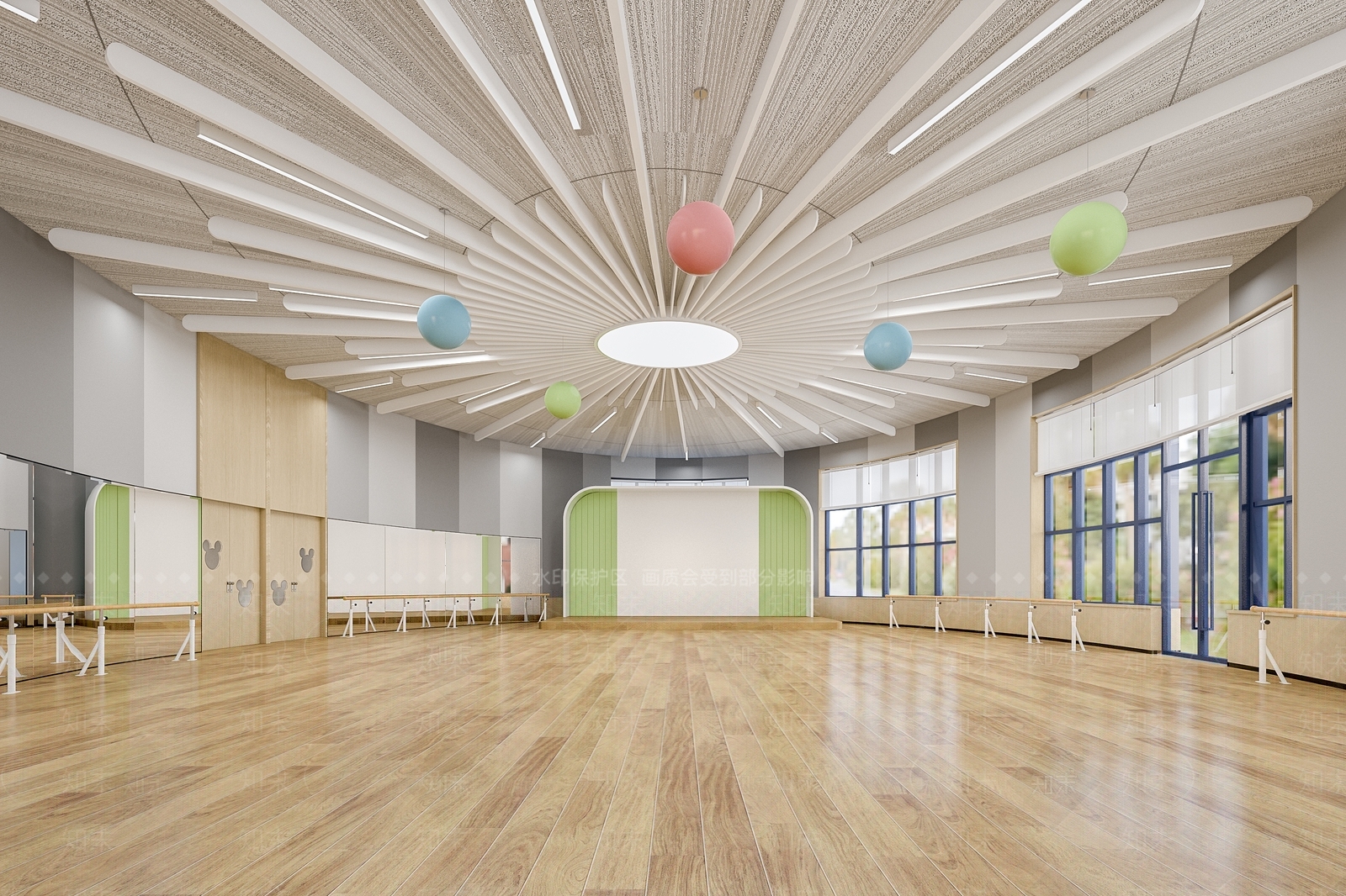 现代幼儿园室内活动室3D模型下载【ID:1134377969】