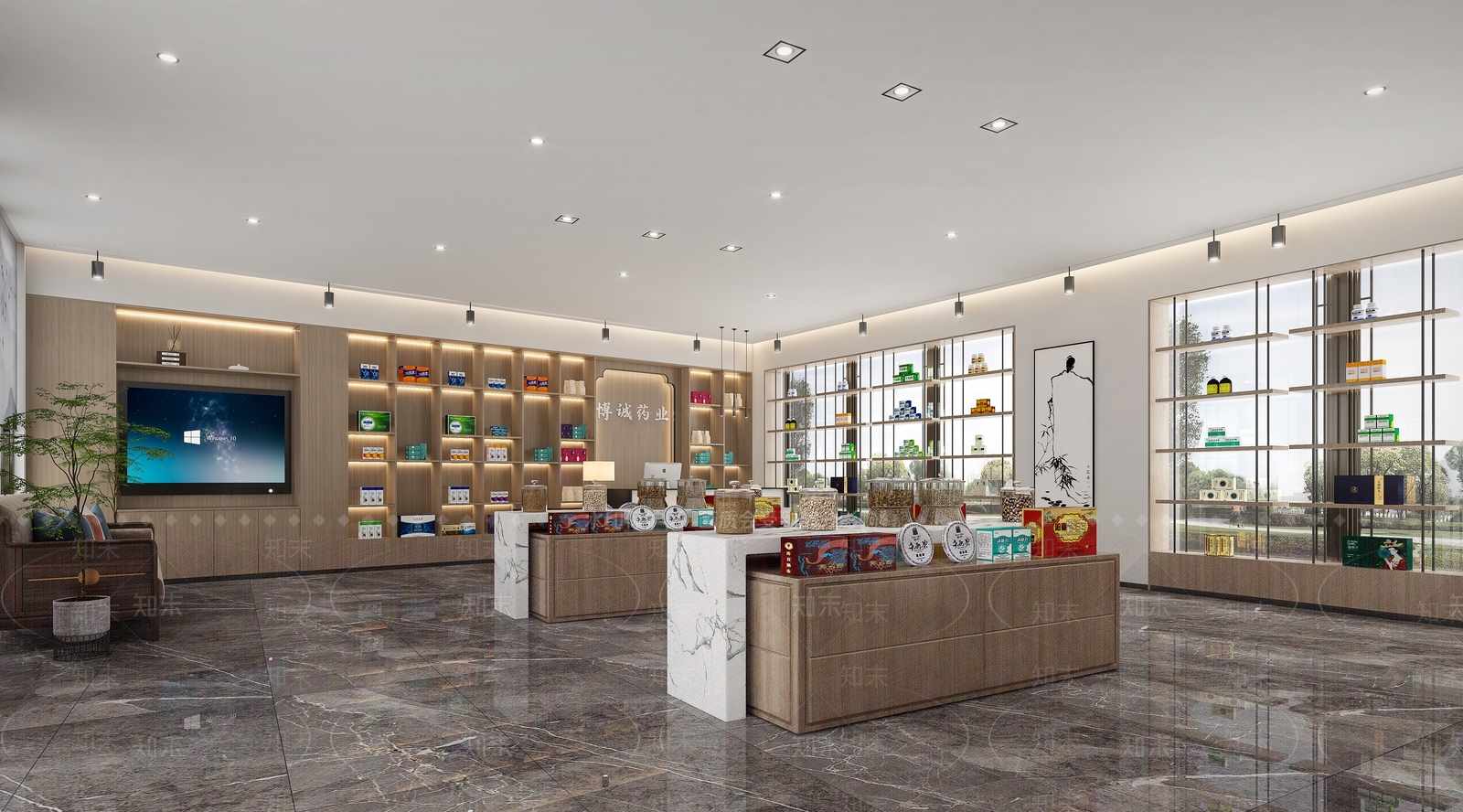 新中式药店前台3D模型下载【ID:1134381435】