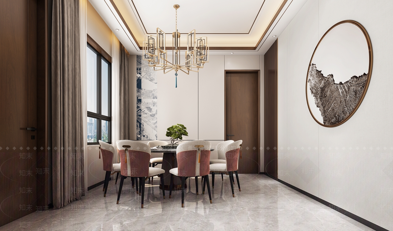 新中式家居餐厅3D模型下载【ID:1221714693】