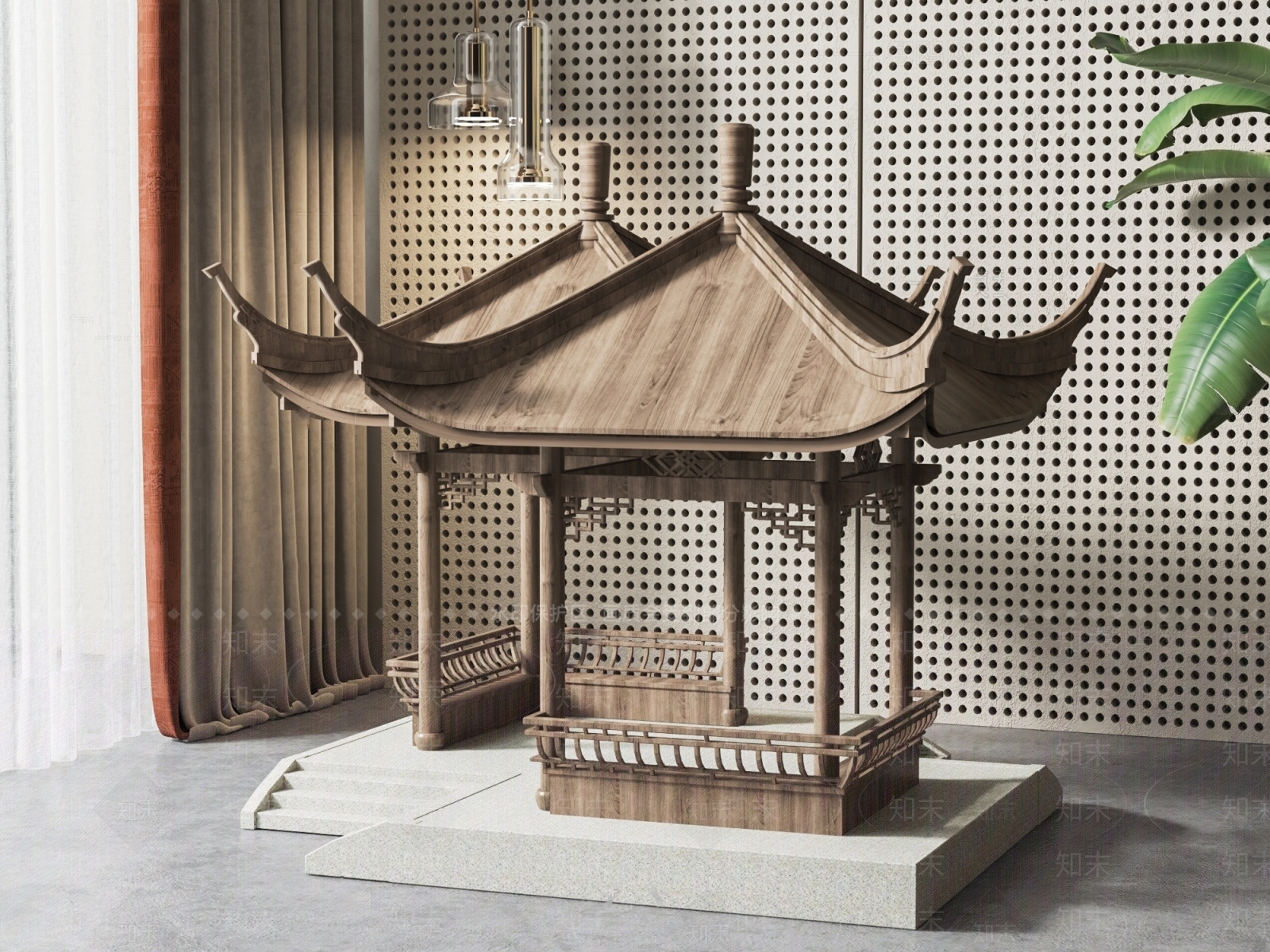 新中式亭子3D模型下载【ID:1134385287】
