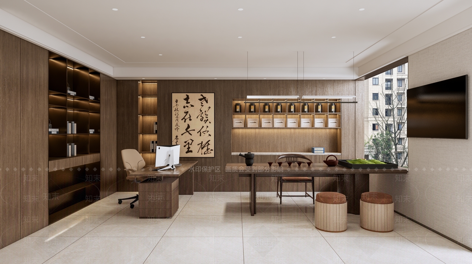新中式家居客厅SU模型下载【ID:1222251433】