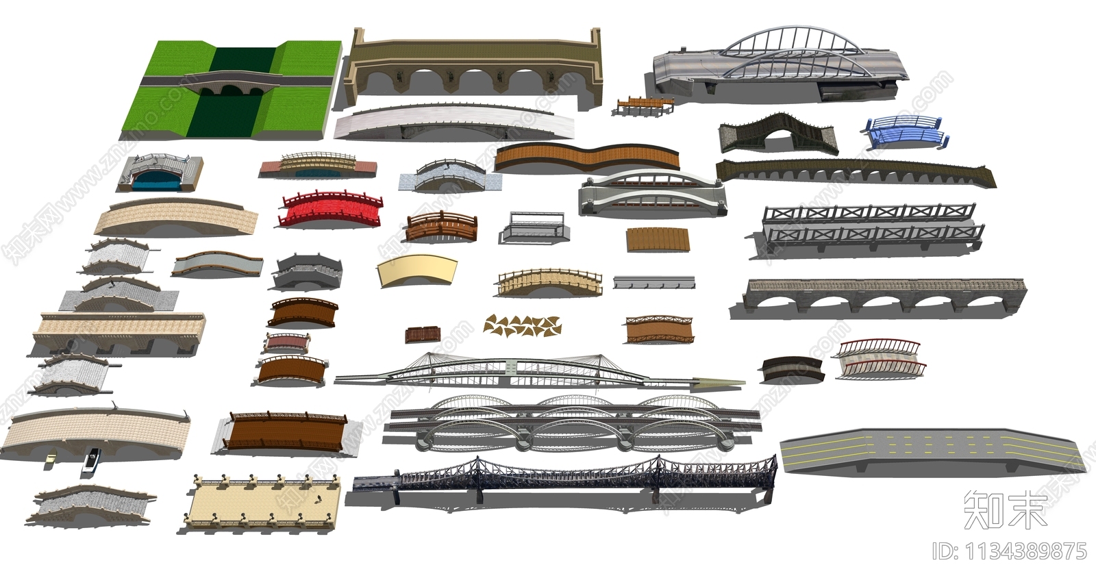 现代景观桥SU模型下载【ID:1134389875】