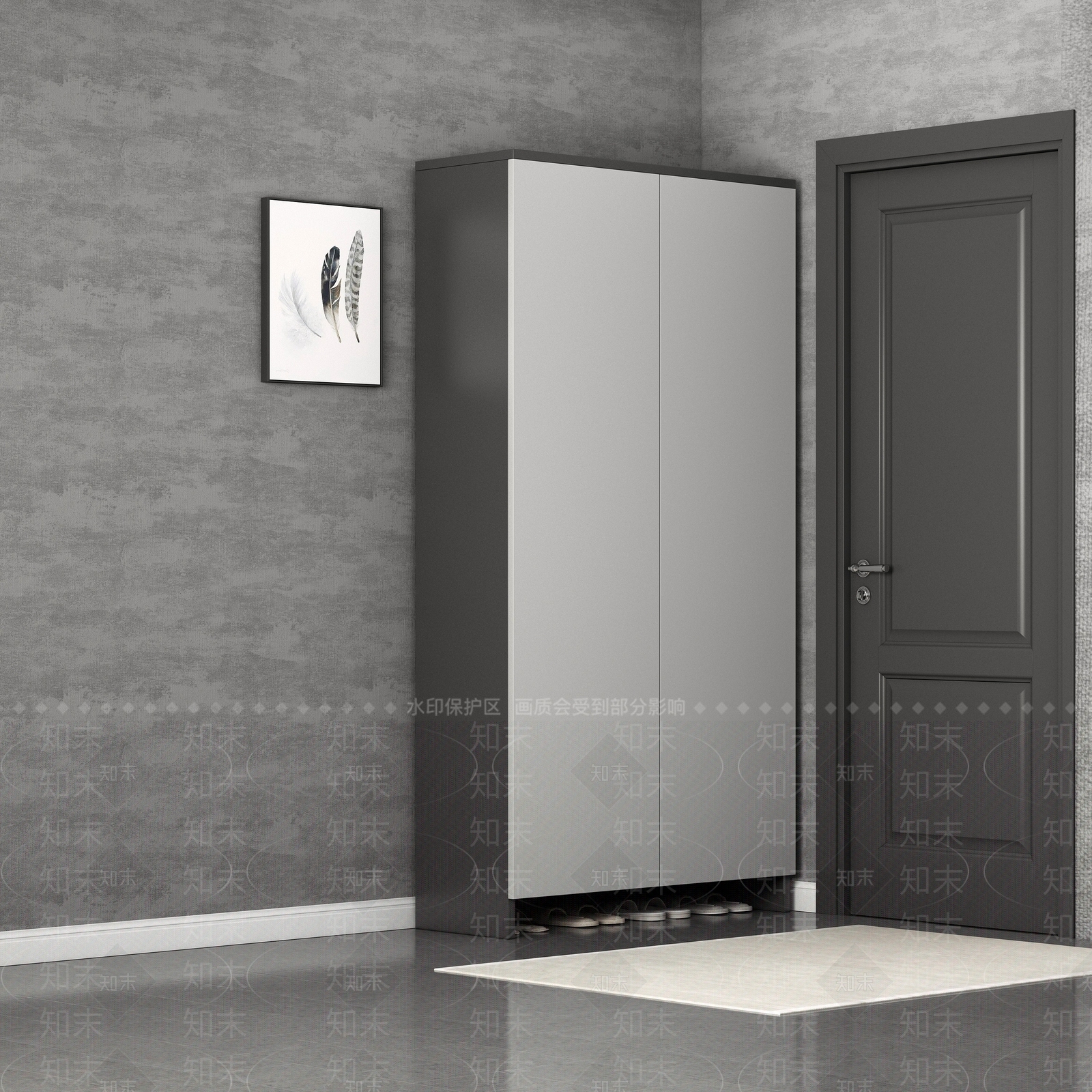 现代门厅鞋柜3D模型下载【ID:1134404526】