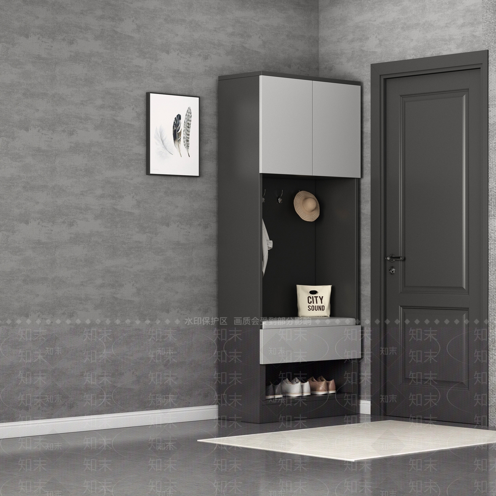 现代门厅鞋柜3D模型下载【ID:1134404701】