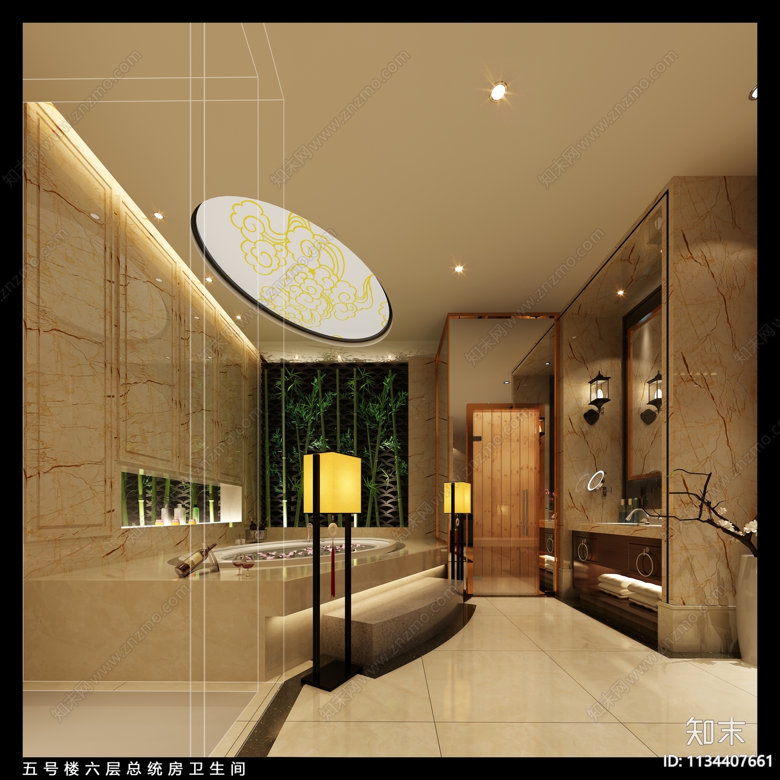 酒店总统套房效果图cad施工图下载【ID:1134407661】