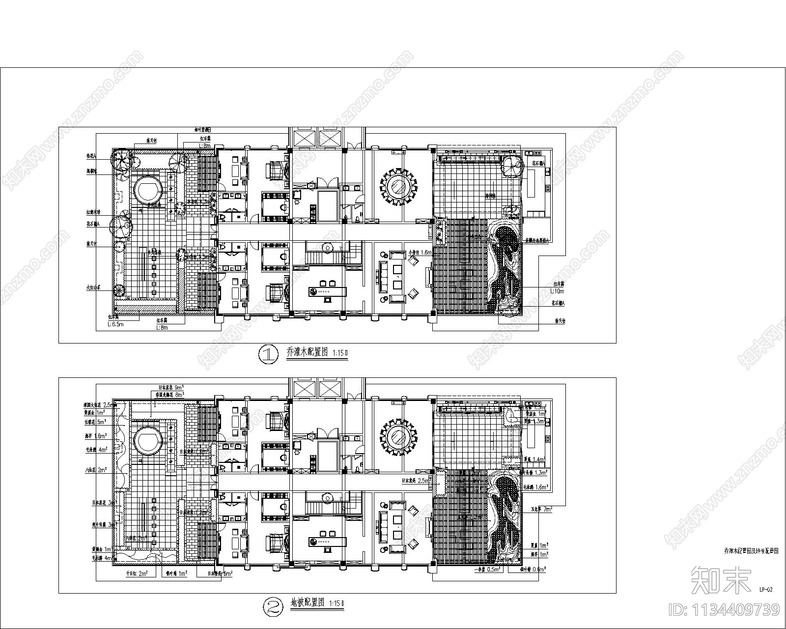 屋顶花园景观cad施工图下载【ID:1134409739】