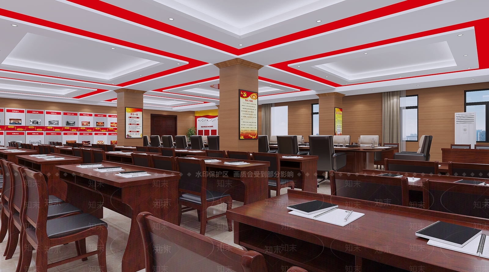 现代党建会议室3D模型下载【ID:1134413530】