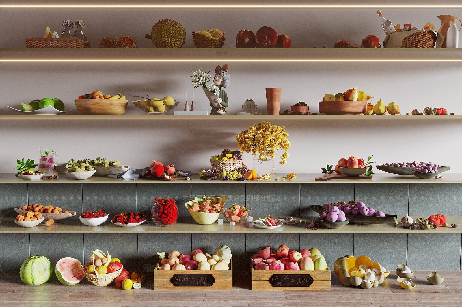 水果蔬菜3D模型下载【ID:1134418760】