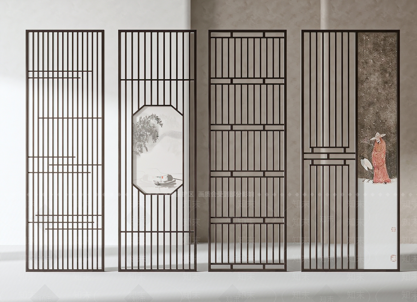 新中式雕花隔断SU模型下载【ID:1134521970】