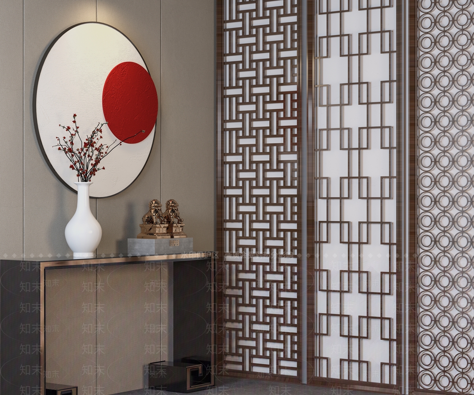 新中式雕花隔断SU模型下载【ID:1134418399】