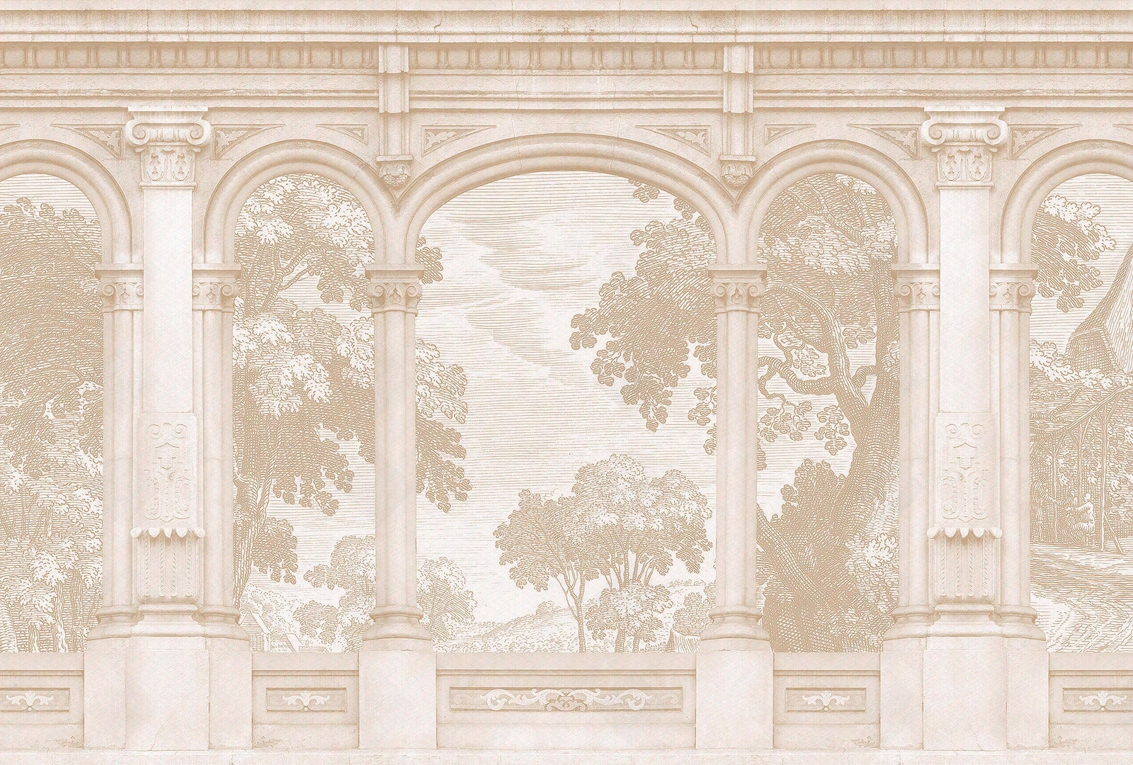 欧式雕花立柱手绘风景壁画贴图下载【ID:1134420422】