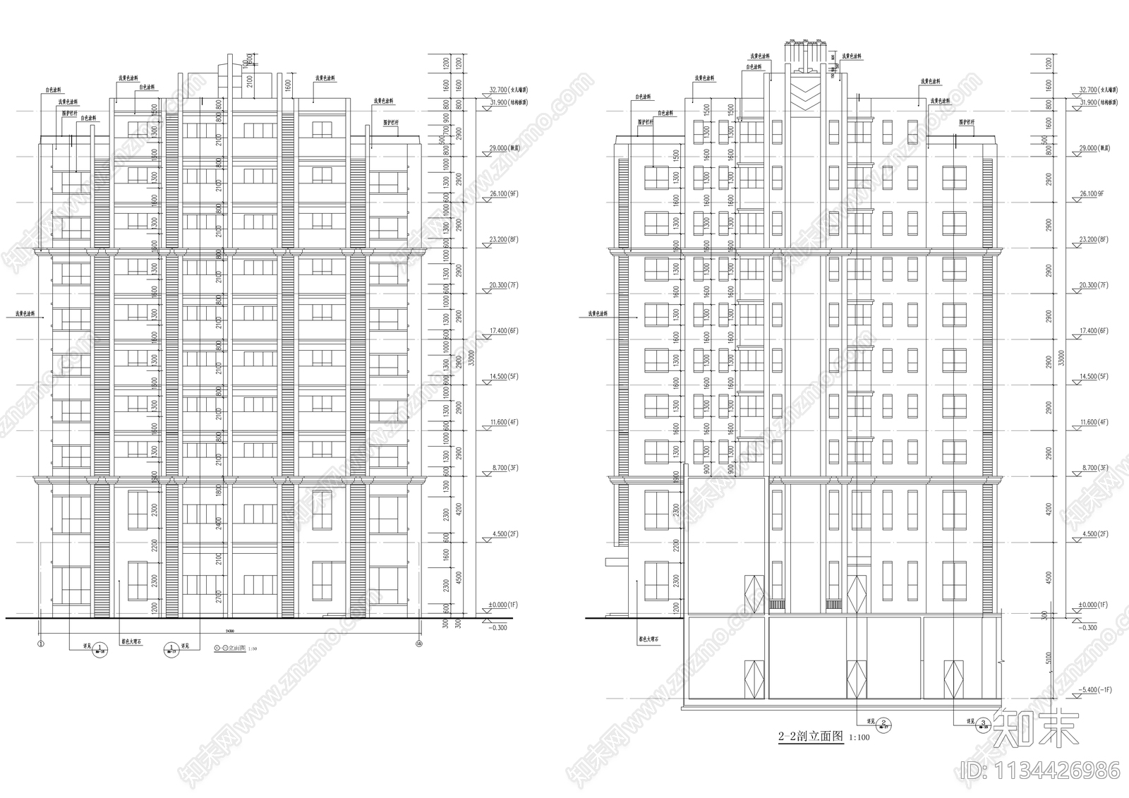 住宅区建筑图cad施工图下载【ID:1134426986】