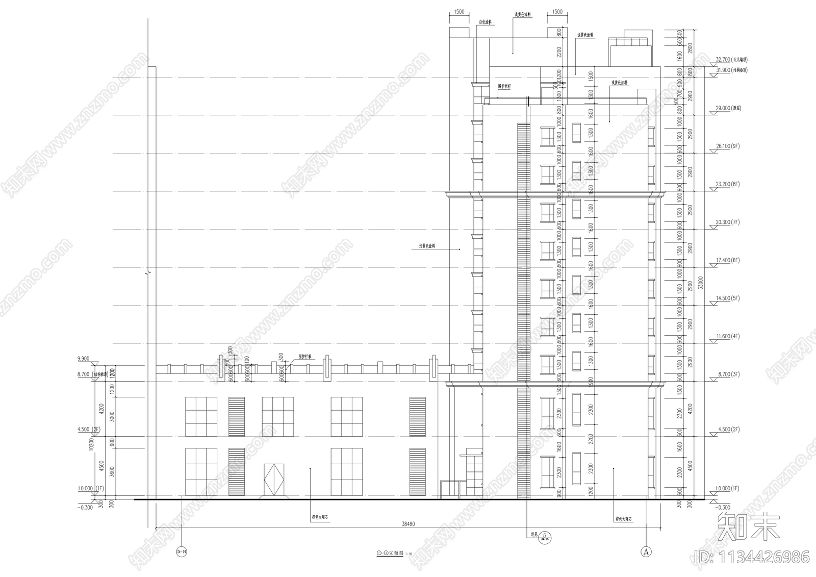 住宅区建筑图cad施工图下载【ID:1134426986】