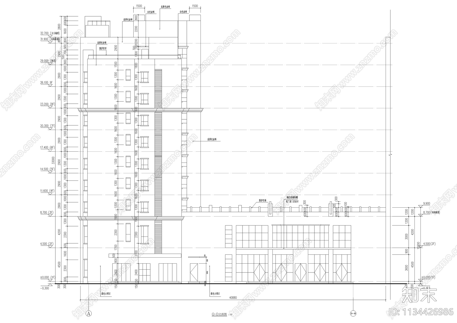 住宅区建筑图cad施工图下载【ID:1134426986】