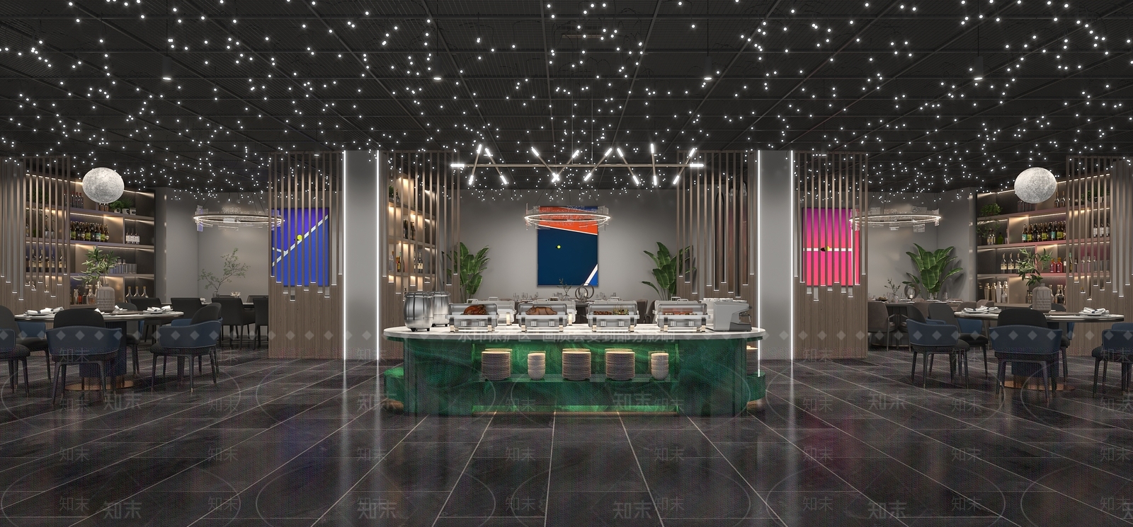 现代自助餐厅3D模型下载【ID:1134429128】
