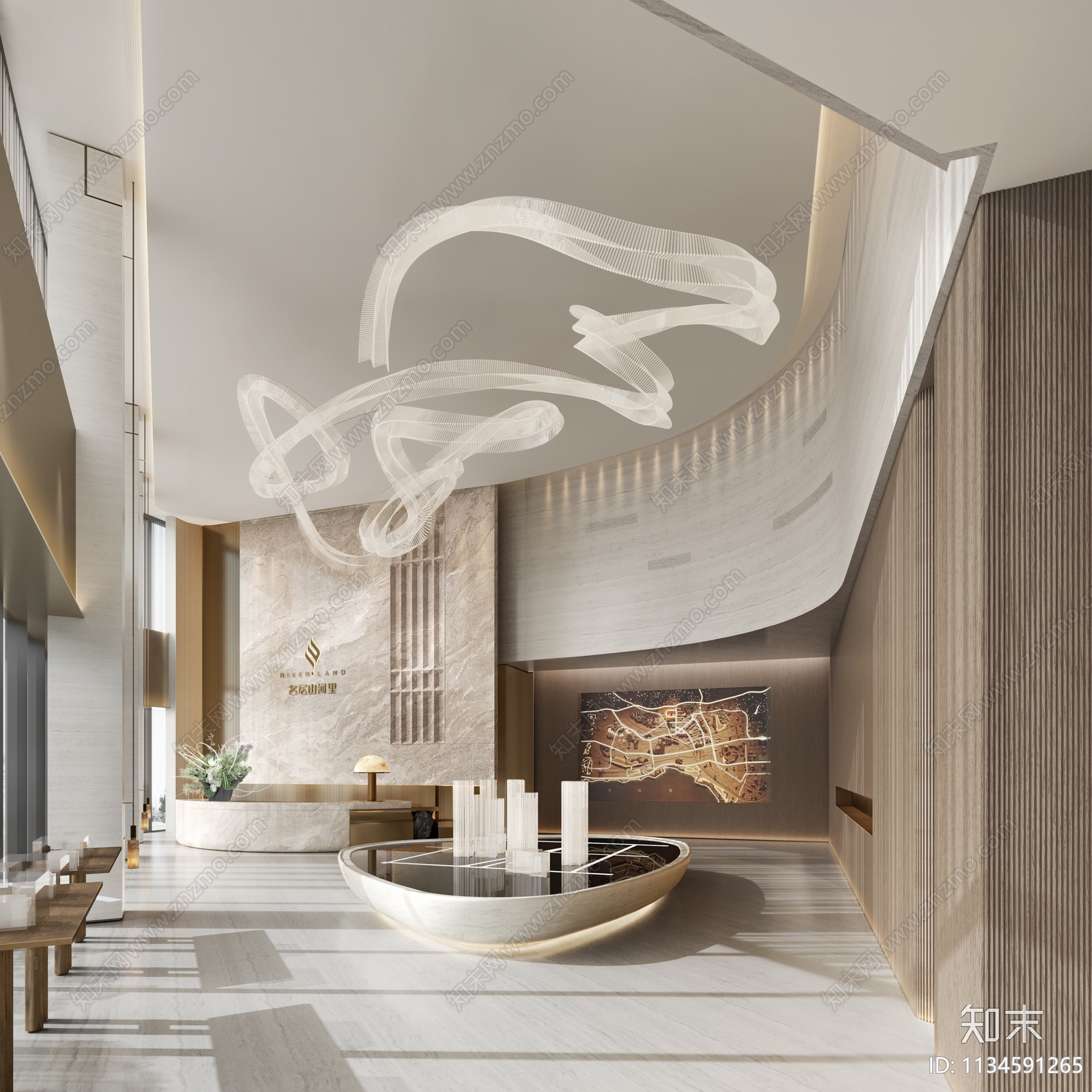 高端现代简约营销中心效果图cad施工图下载【ID:1134591265】