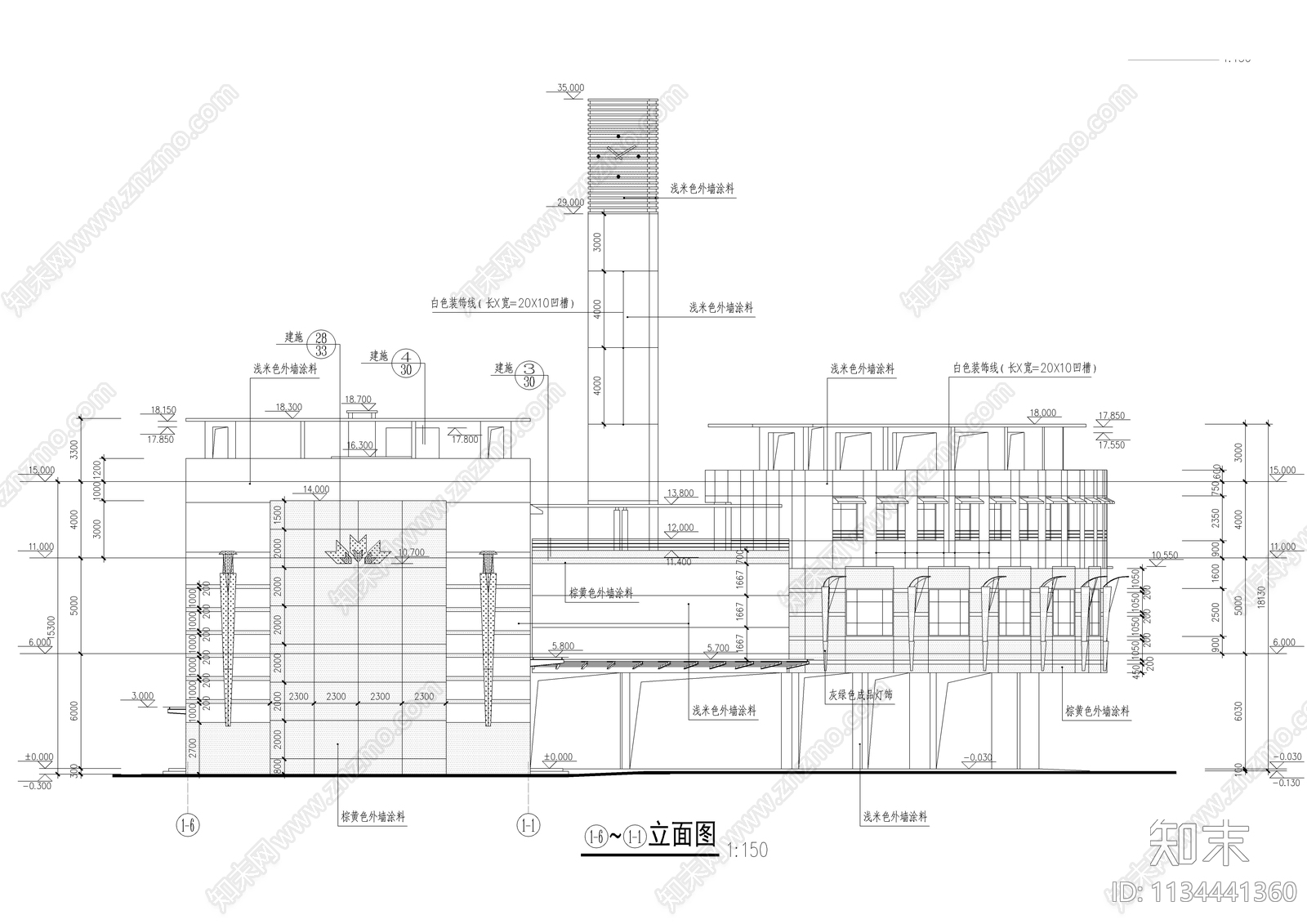 会所外装修图cad施工图下载【ID:1134441360】