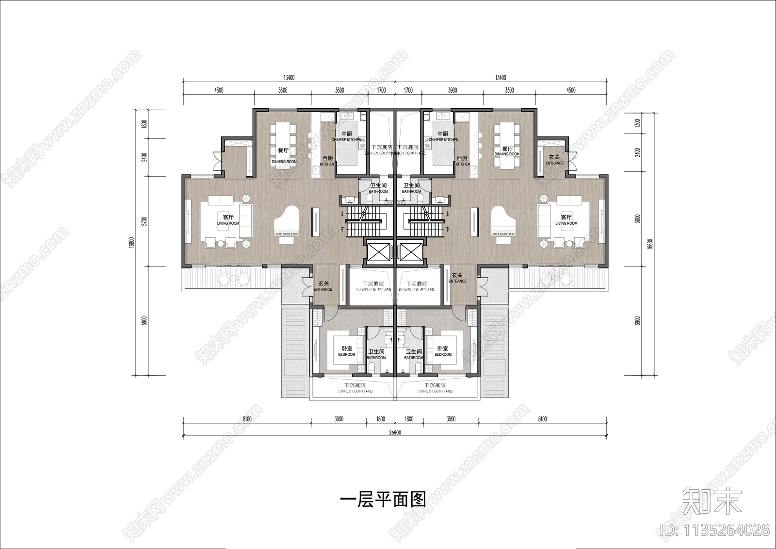 别墅建筑平面图施工图下载【ID:1135264028】