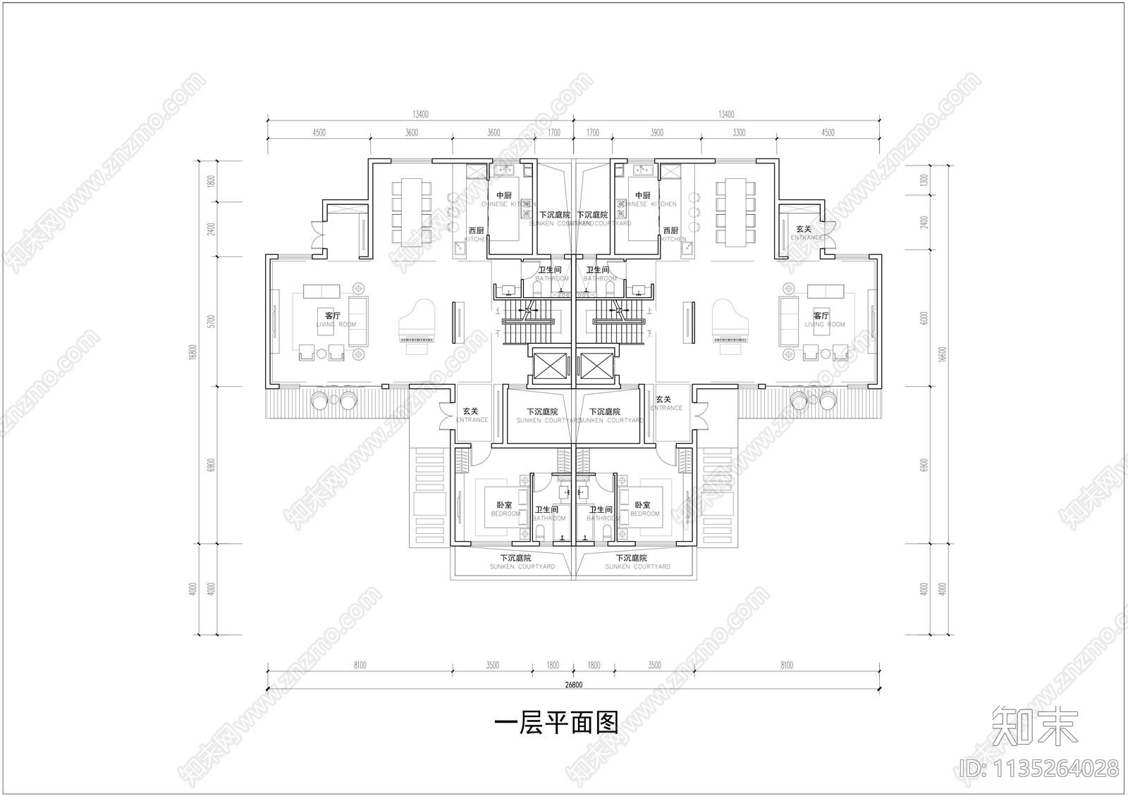 别墅建筑平面图施工图下载【ID:1135264028】