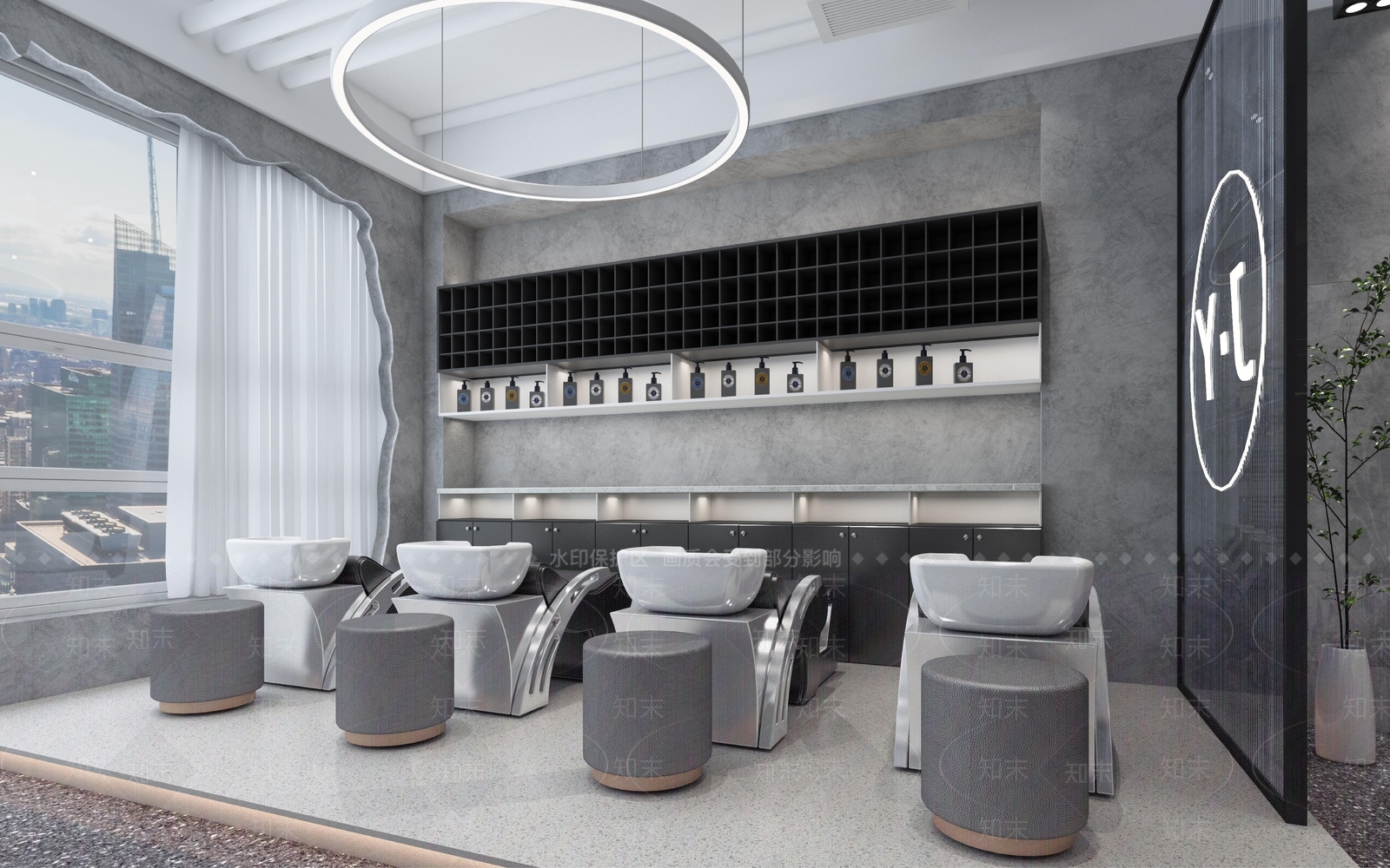 工业风美发店3D模型下载【ID:1134442561】