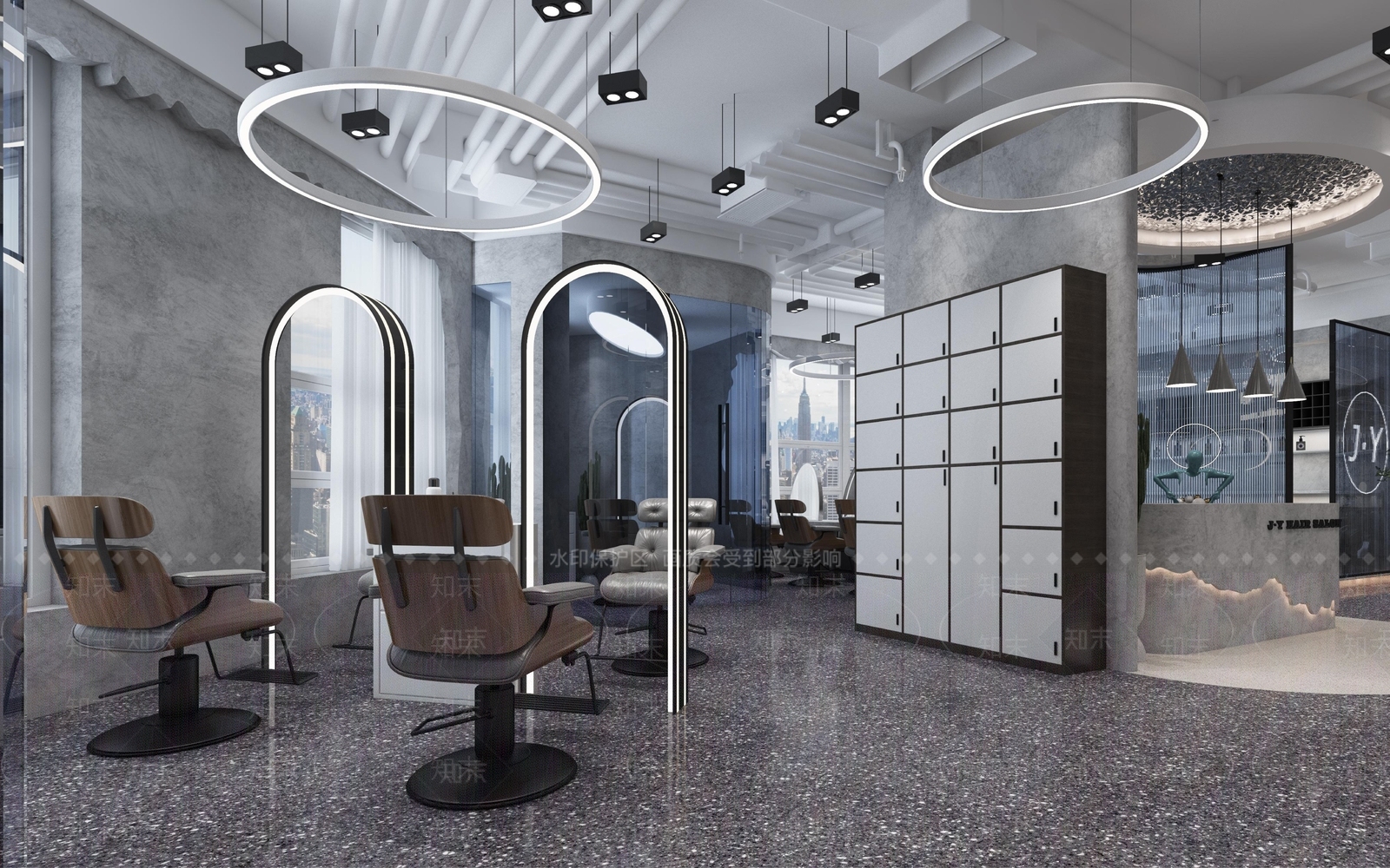 工业风美发店3D模型下载【ID:1134442561】