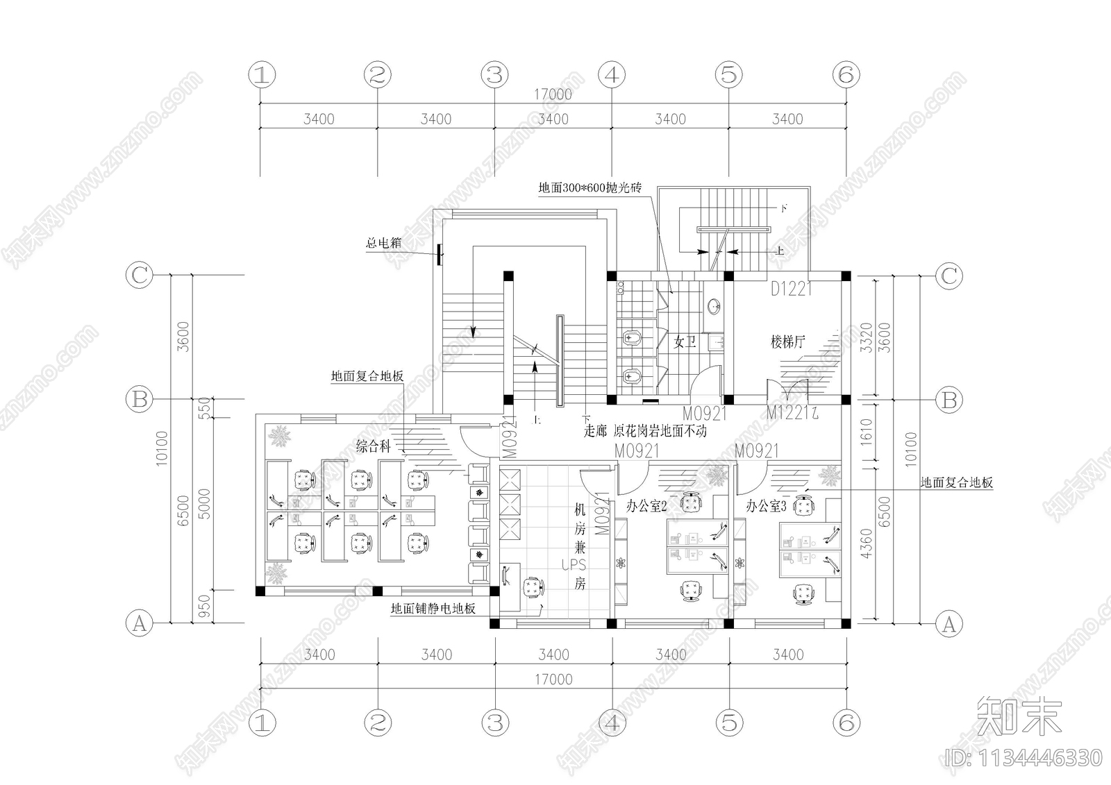 保险公司部分设计cad施工图下载【ID:1134446330】