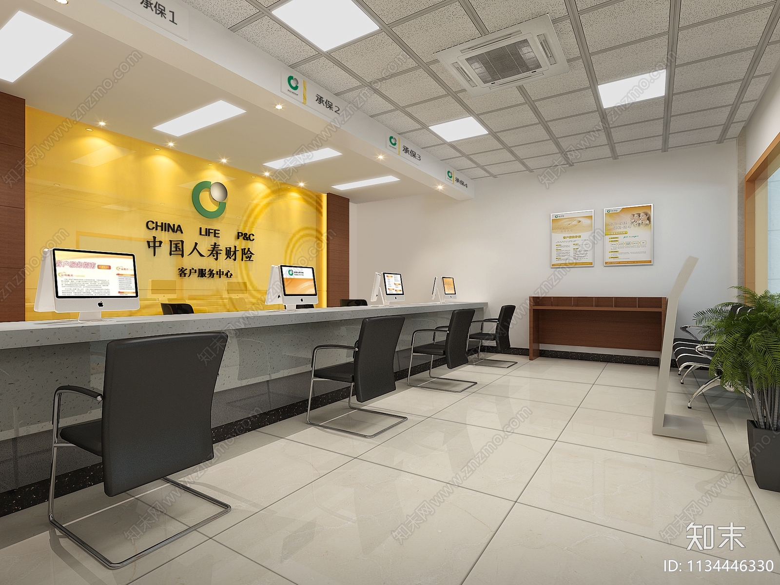 保险公司部分设计cad施工图下载【ID:1134446330】