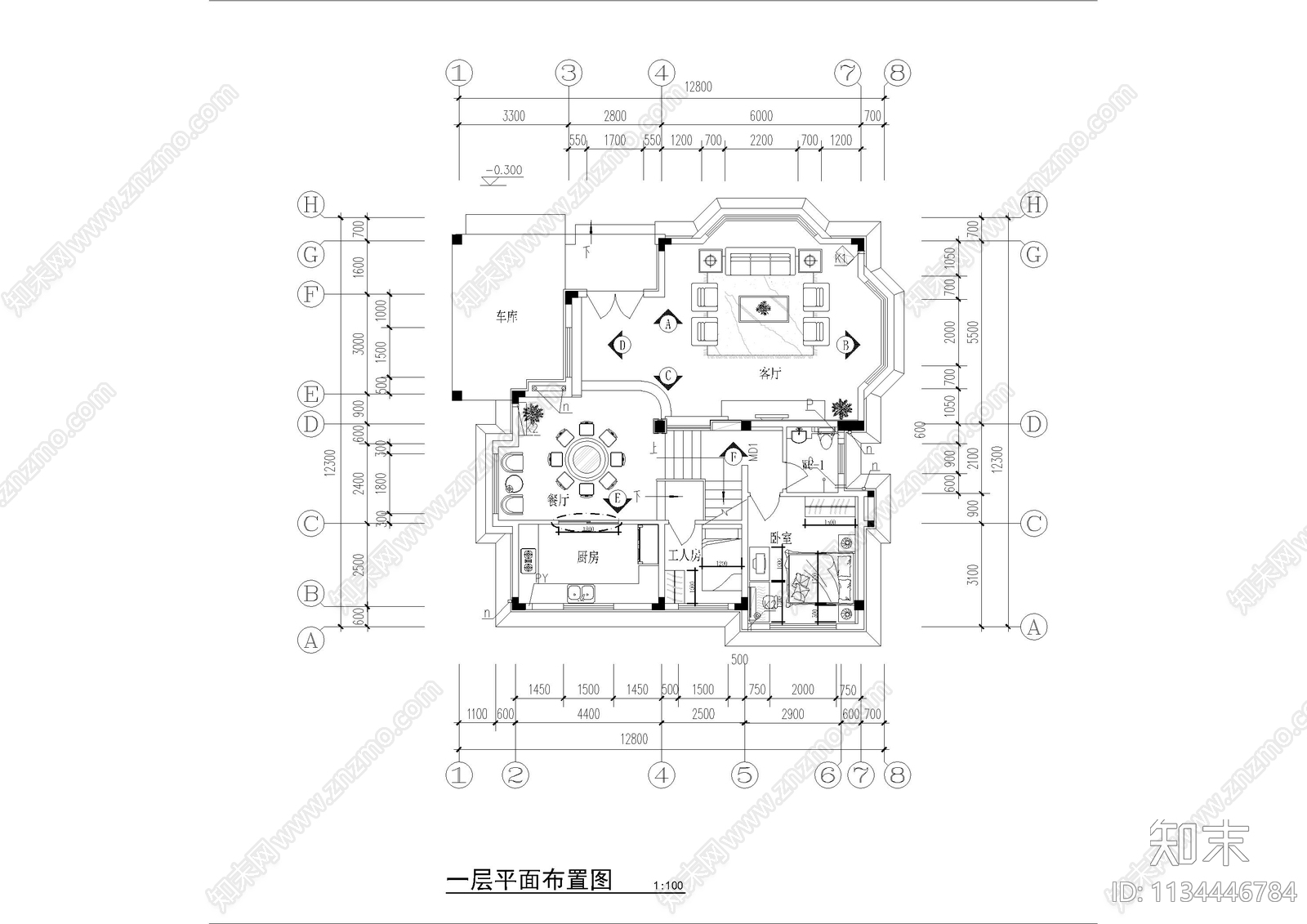 别墅立面详图装修图cad施工图下载【ID:1134446784】