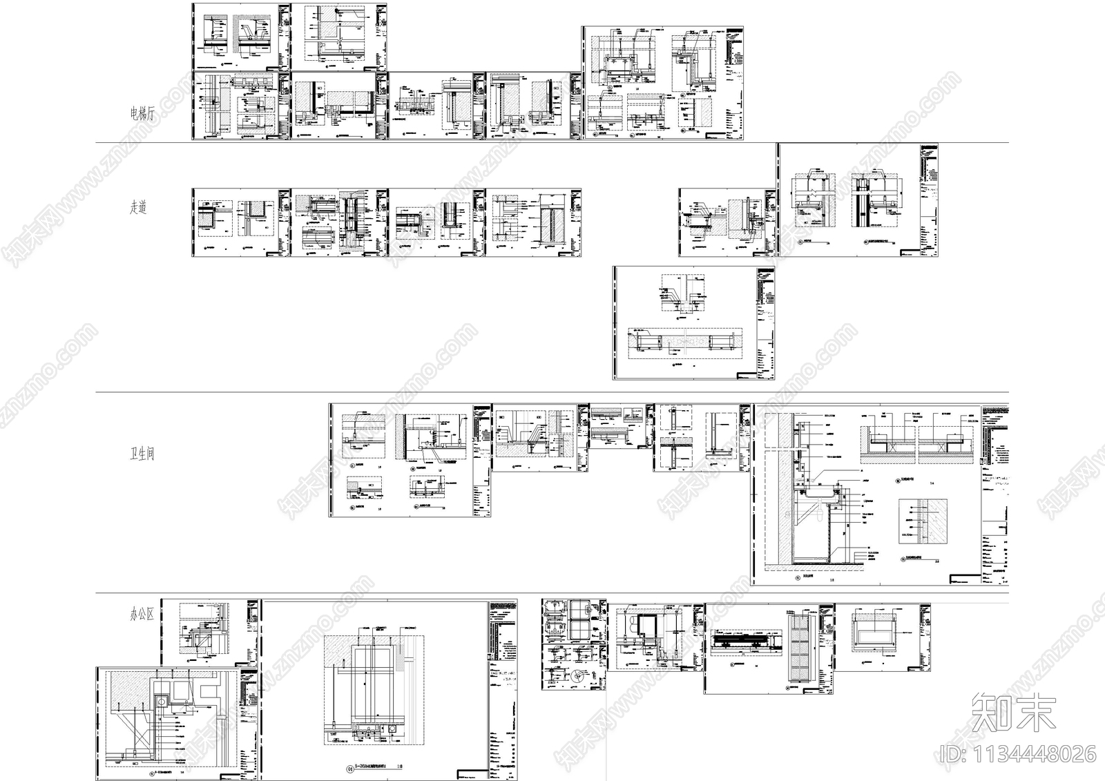 大厦电梯厅cad施工图下载【ID:1134448026】