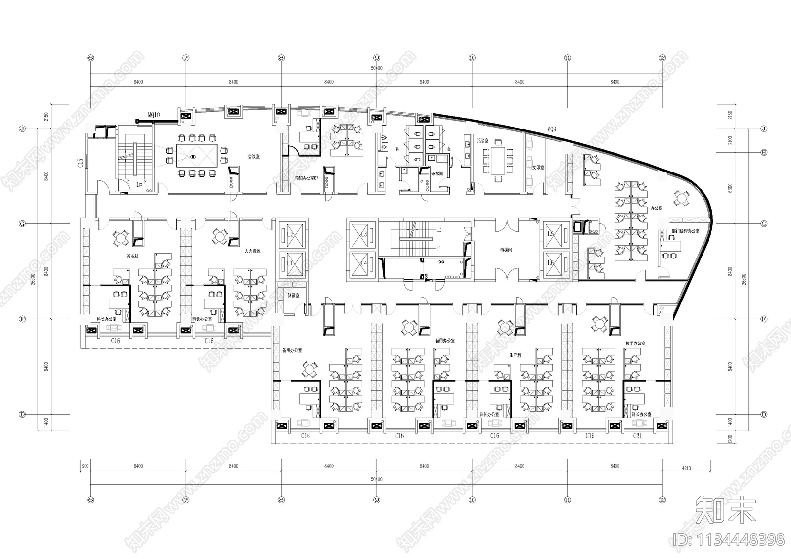 大型办公室全套cad施工图下载【ID:1134448398】