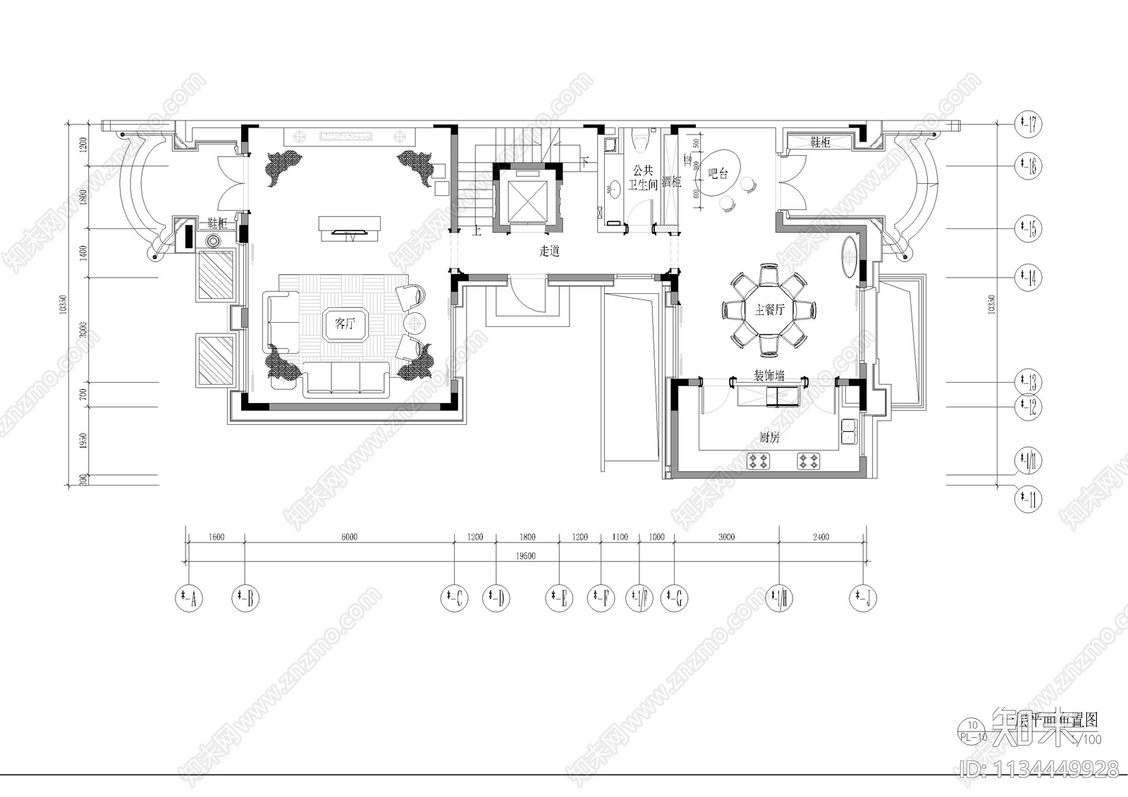 法式风格紫御豪庭别墅cad施工图下载【ID:1134449928】