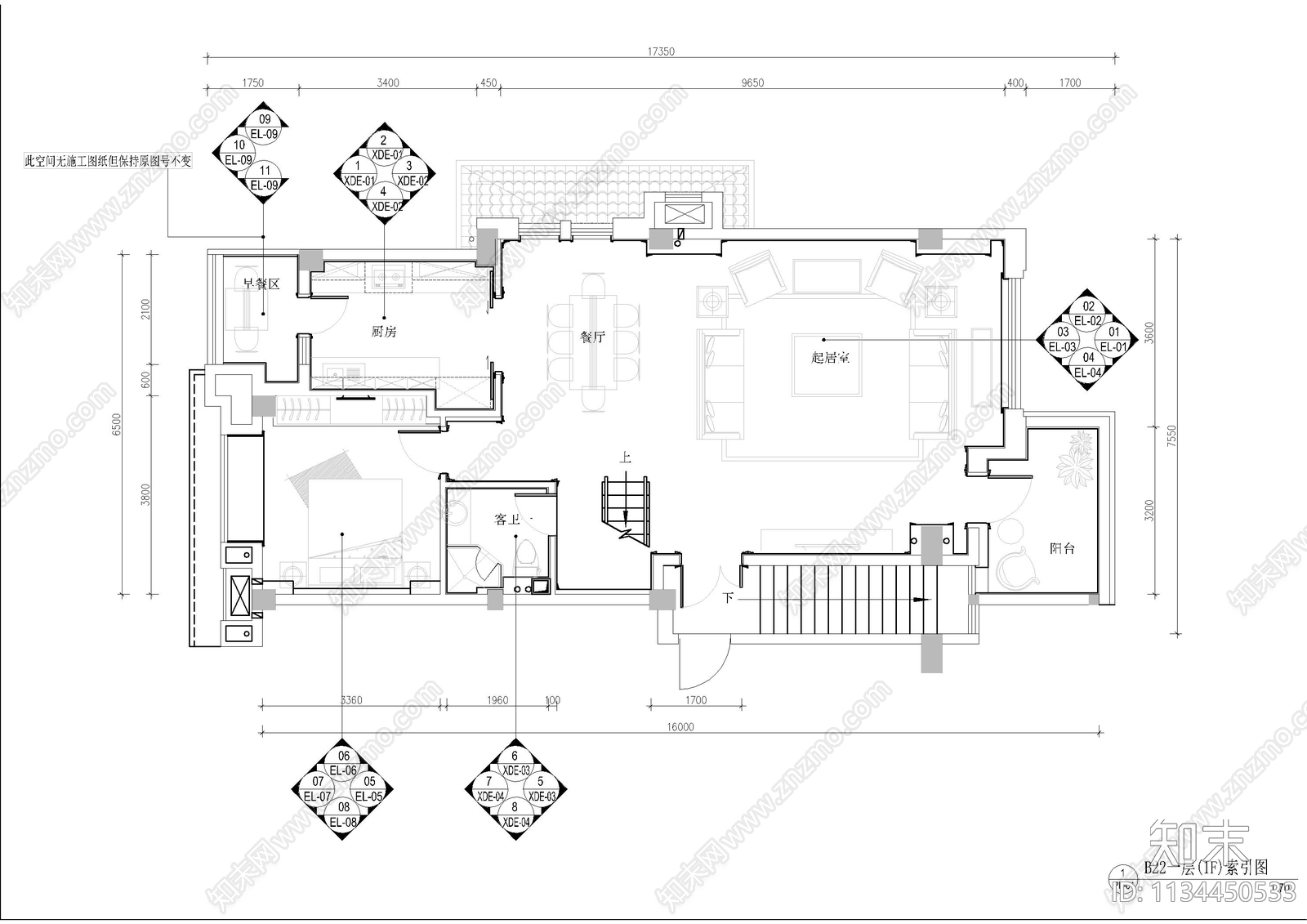 福州红裕新古典样板房cad施工图下载【ID:1134450533】