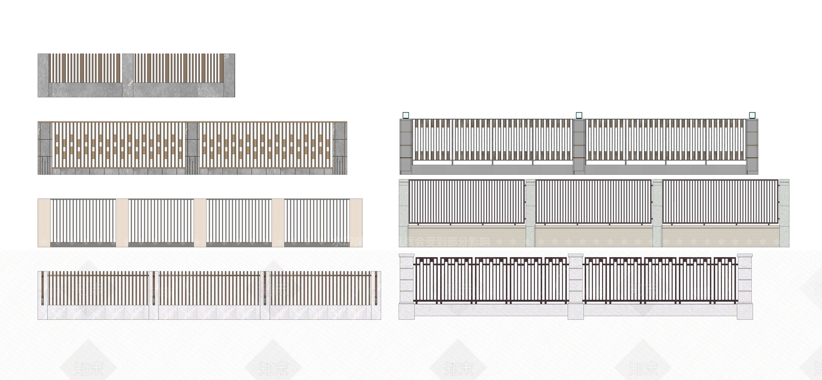 现代景墙围墙栏杆SU模型下载【ID:1134453620】