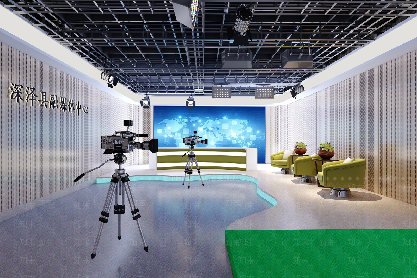 现代演播室3D模型下载【ID:1134454581】