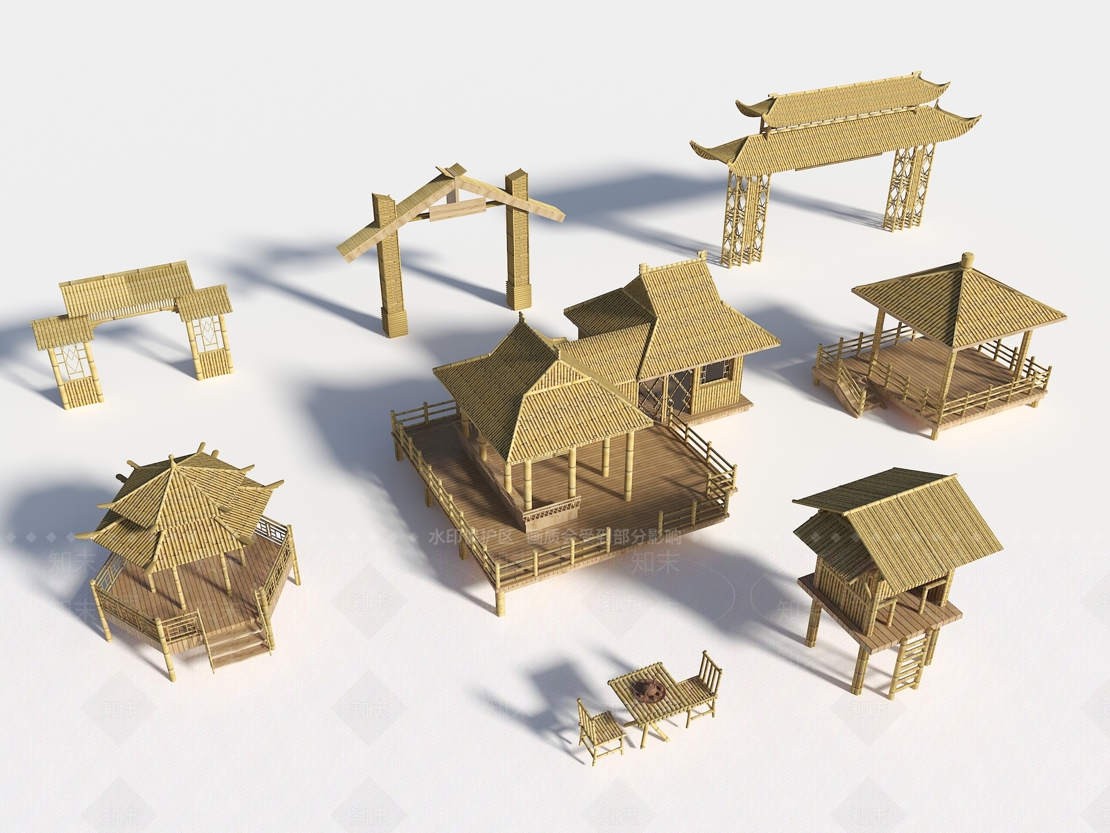 现代竹子大门SU模型下载【ID:1134547925】