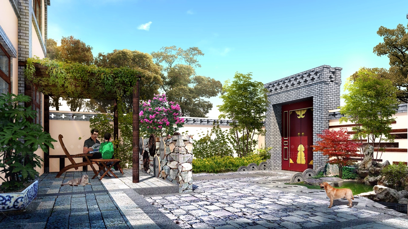 新中式北方乡村民居庭院SU模型下载【ID:1134536145】