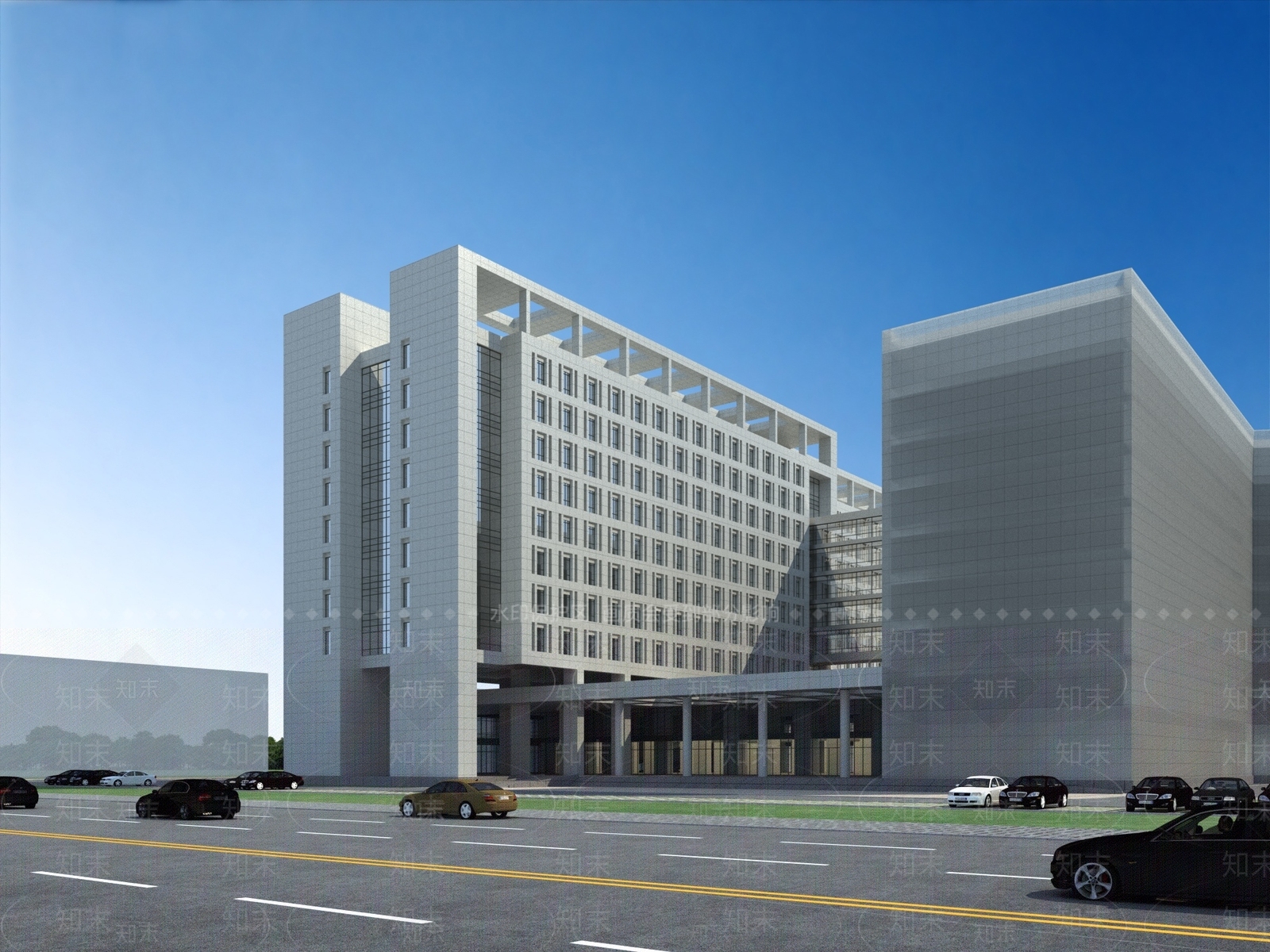 现代医院住院楼3D模型下载【ID:1134463224】