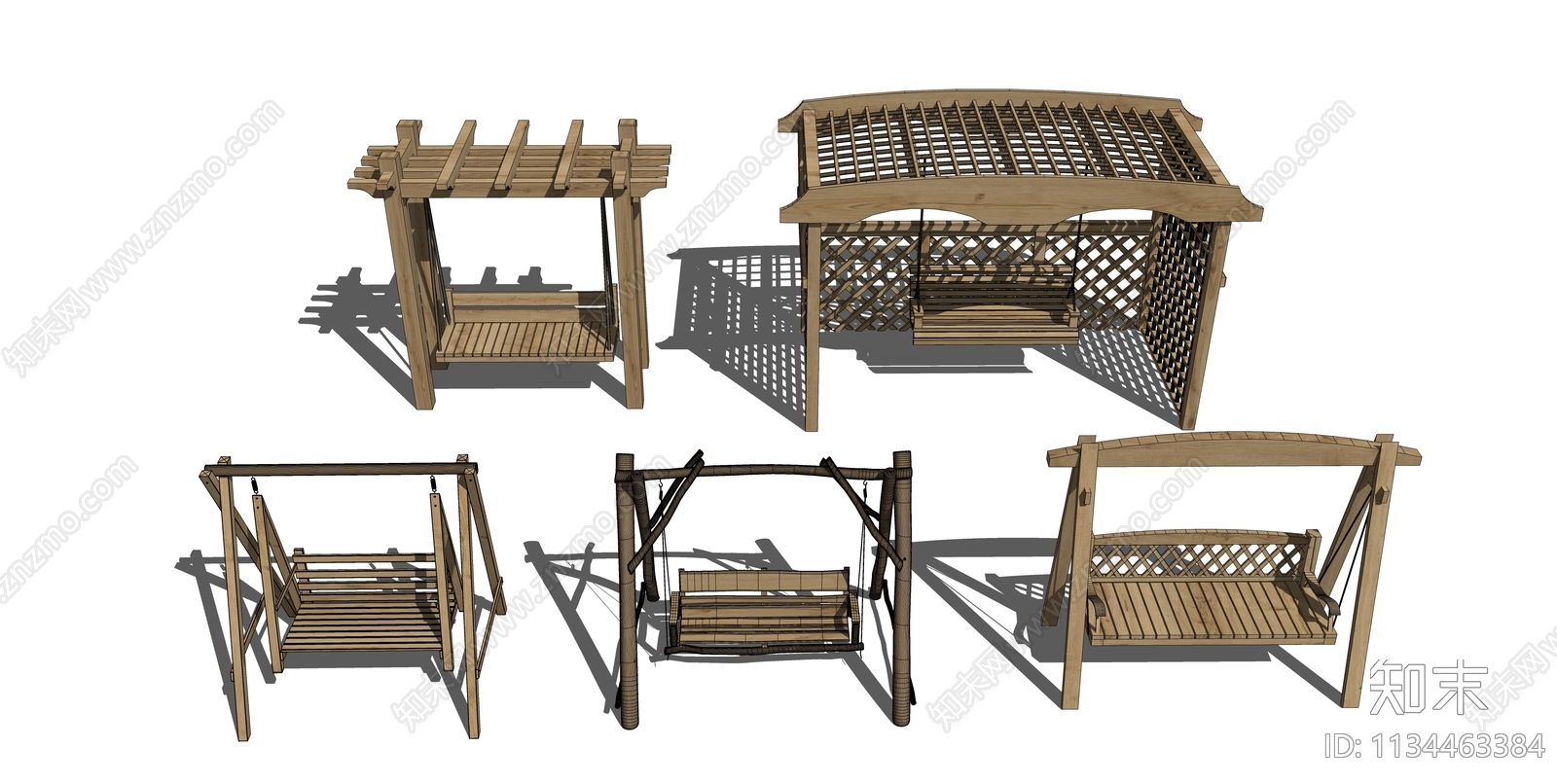 中式庭院秋千SU模型下载【ID:1134463384】