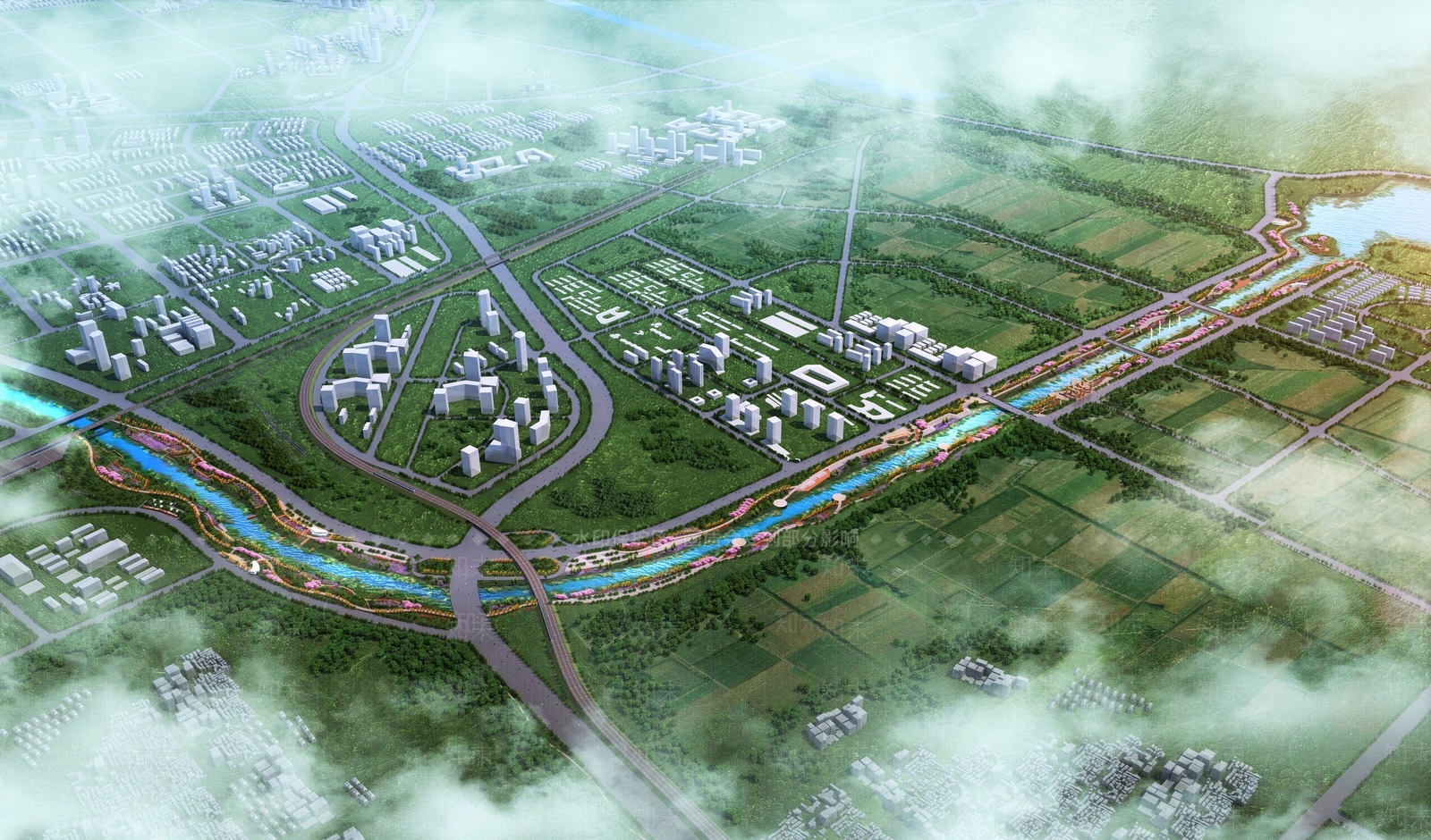 现代生态河道景观3D模型下载【ID:1134467731】