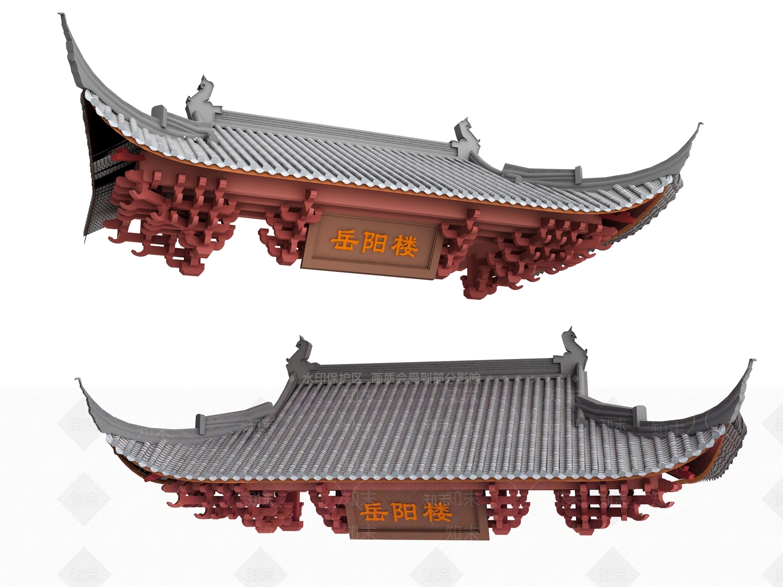 新中式屋檐3D模型下载【ID:1134471342】