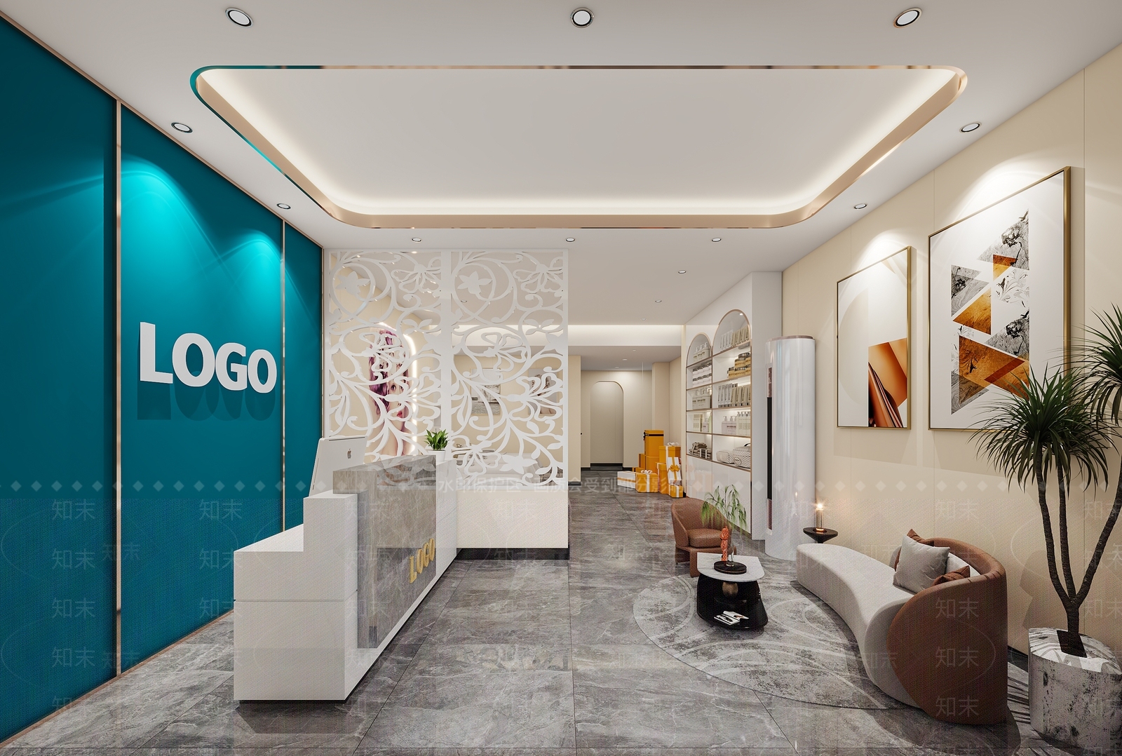 现代美容SPA店前台3D模型下载【ID:1134469674】