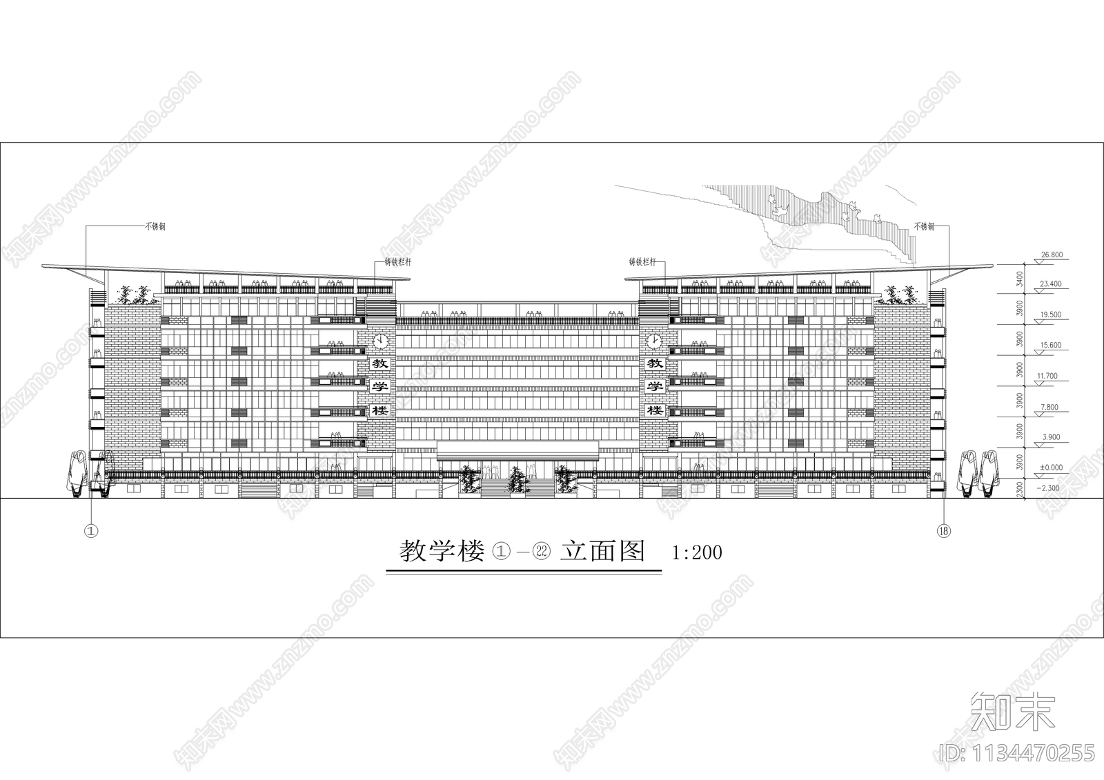 中学教学楼全套建筑图cad施工图下载【ID:1134470255】