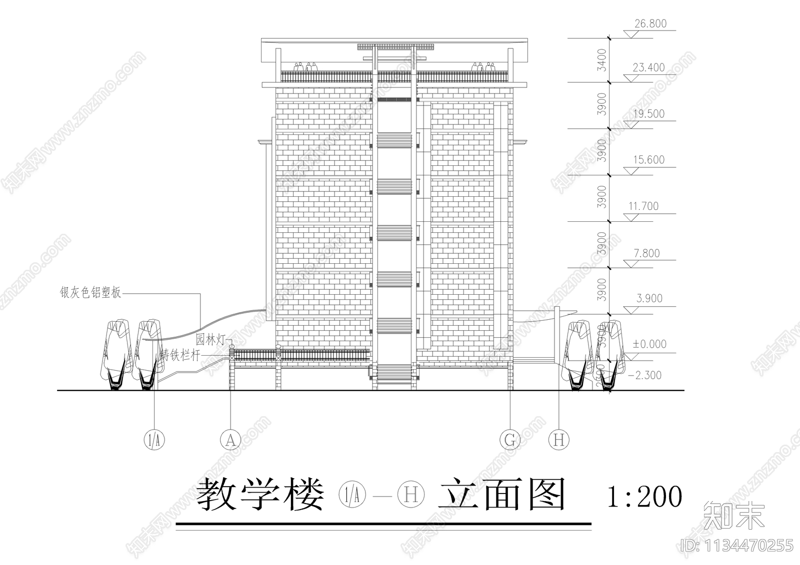 中学教学楼全套建筑图cad施工图下载【ID:1134470255】